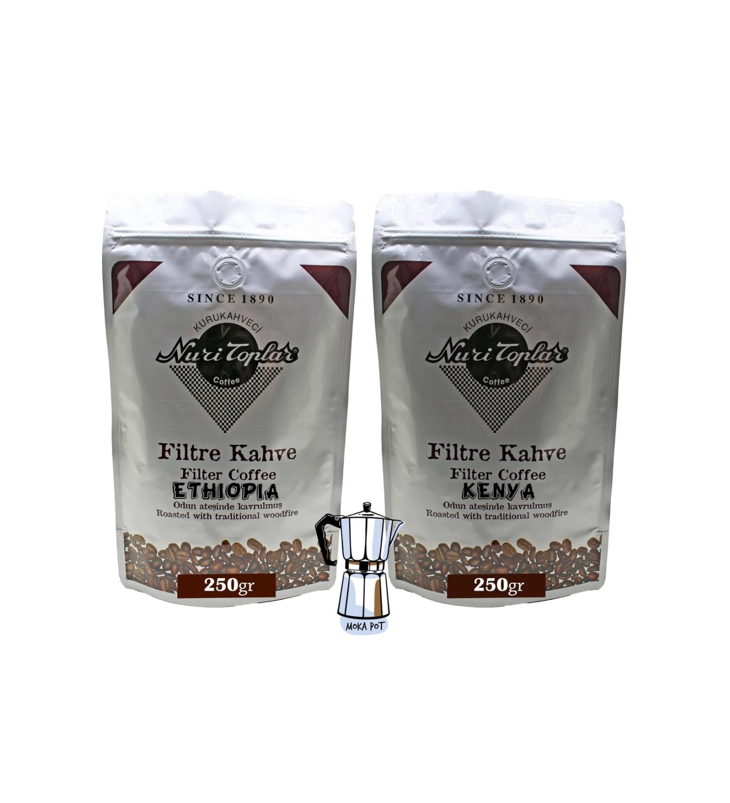 Nuri Toplar Filter Coffees Kenya and Ethiopia Local Package 2x250 Grams