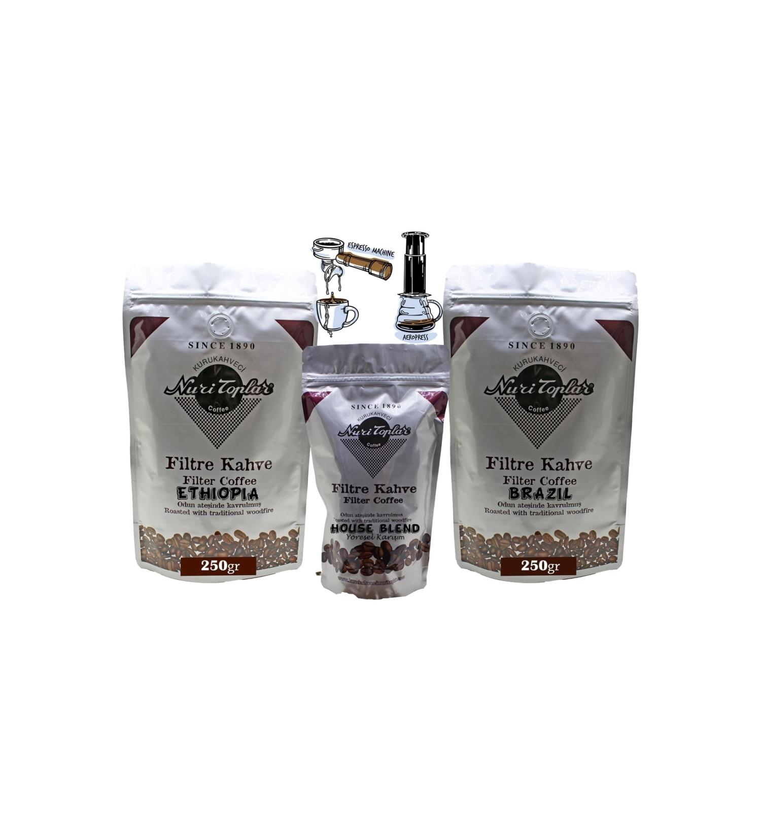 Nuri Toplar Filter Coffee Ethiopia and Brazil House Blend 3 Pack