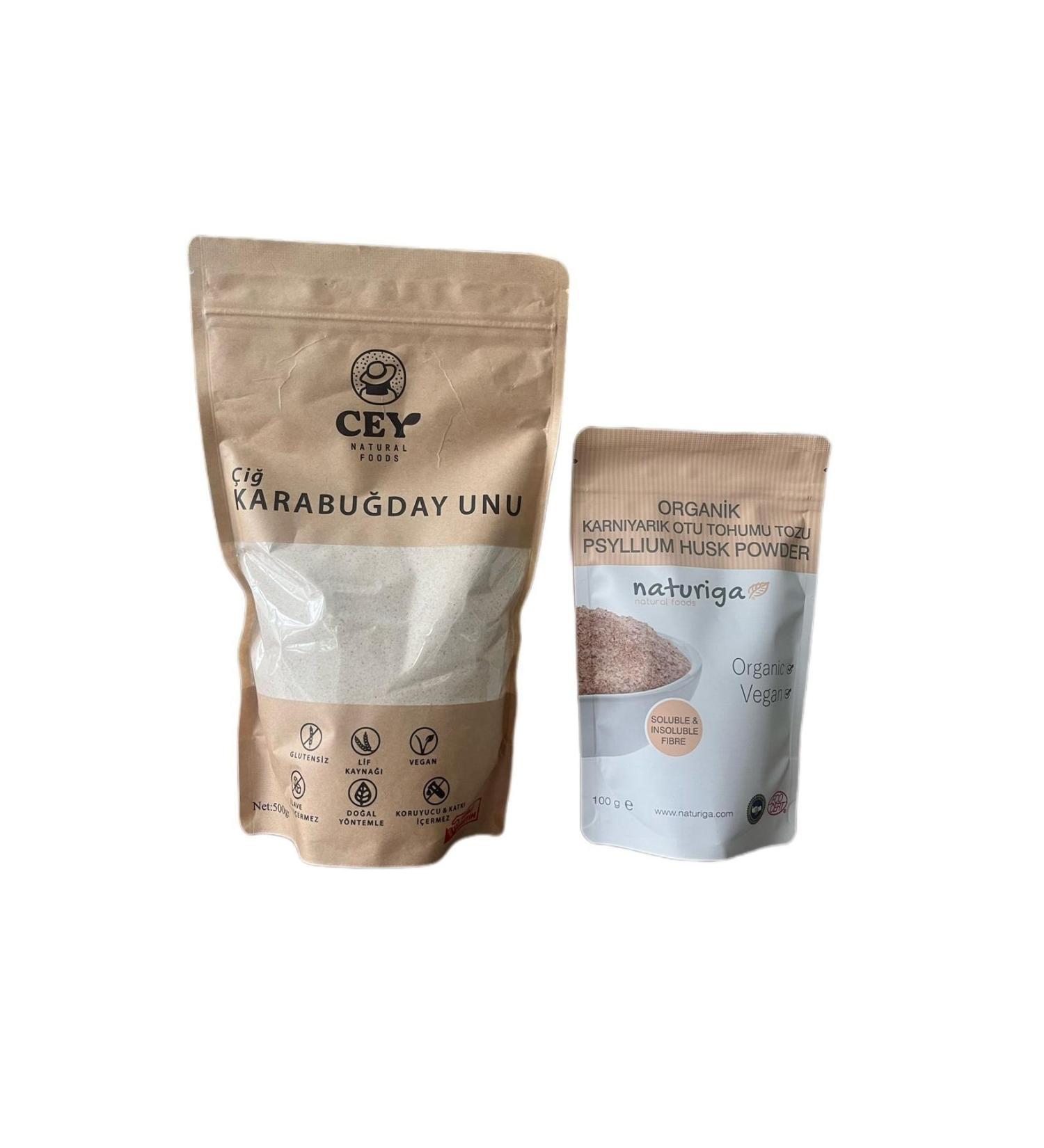 Cey Natural Foods Raw Buckwheat Flour and Psyllium Seed Powder Set
