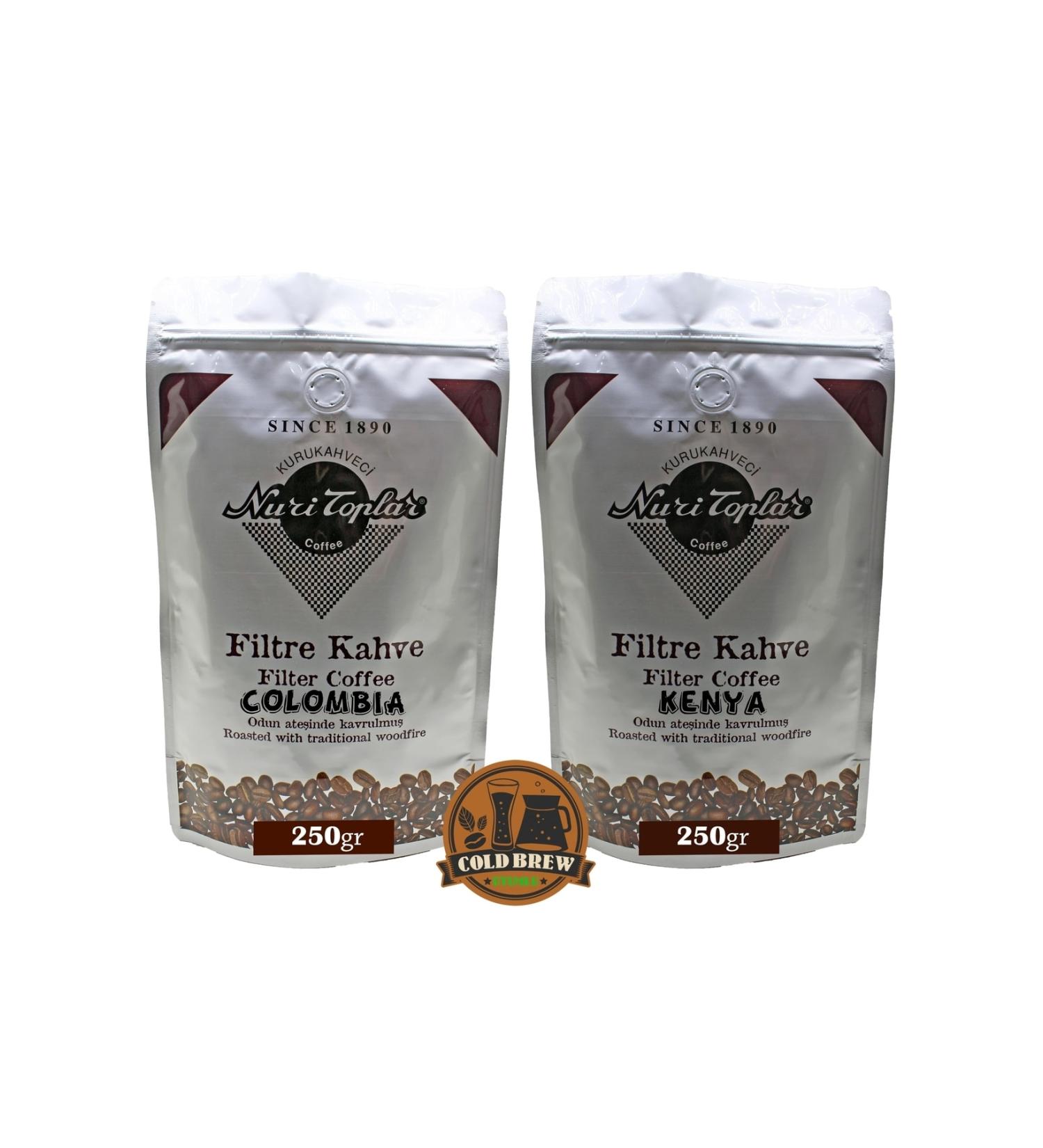 Nuri Toplar Filter Coffee Kenya and Colombia Local Package 2x250 Grams