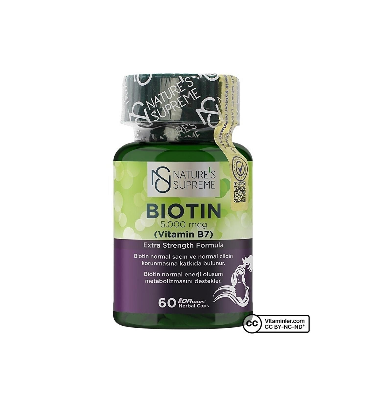 Natures Supreme Biotin 5000 Mcg 60 Capsules Unflavored - Buy Online on GoSupps.com