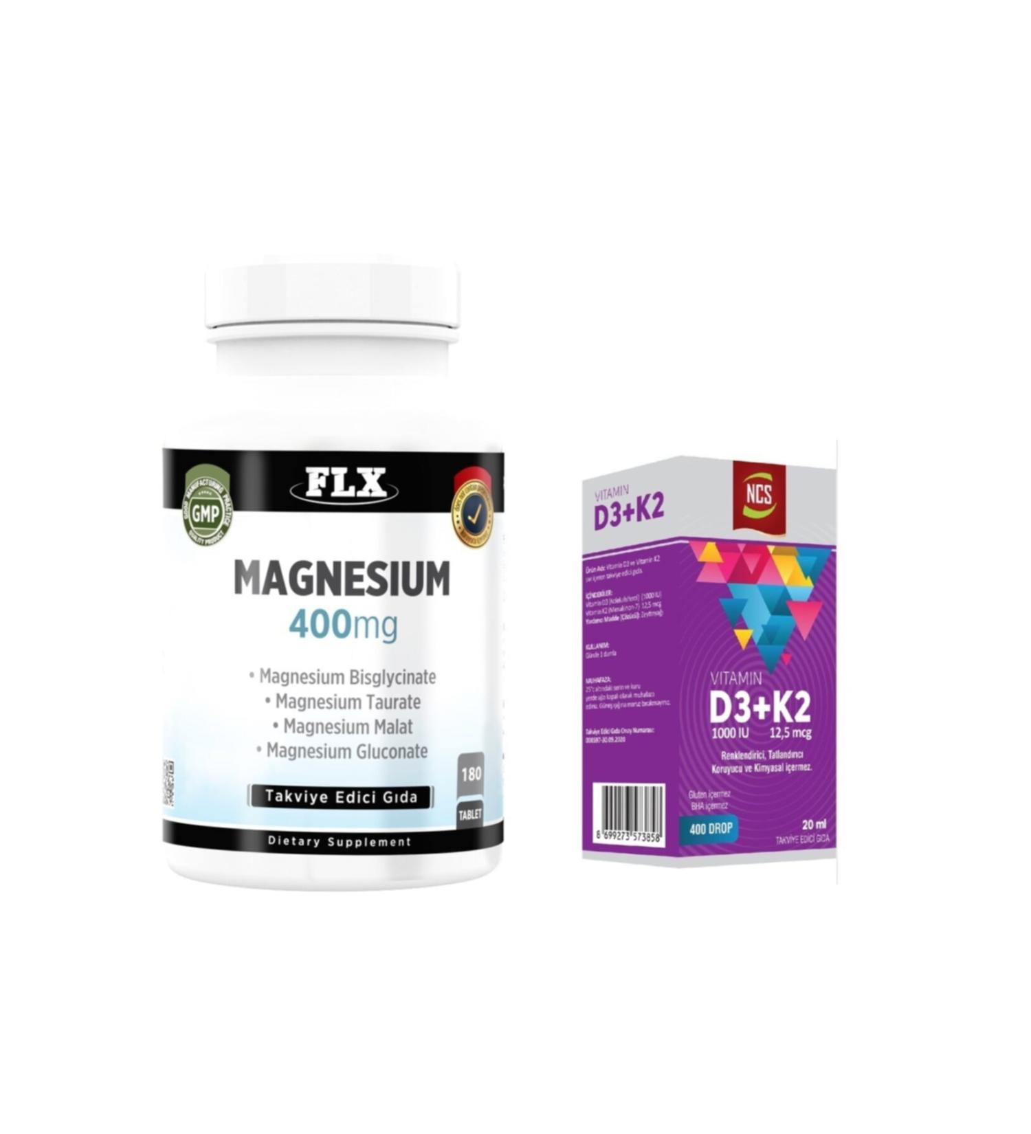 Ncs Vitamin D3 Vitamin K2 20 ml Flx Magnesium Magnesium Elements 180 Tablets - Buy Online on GoSupps.com