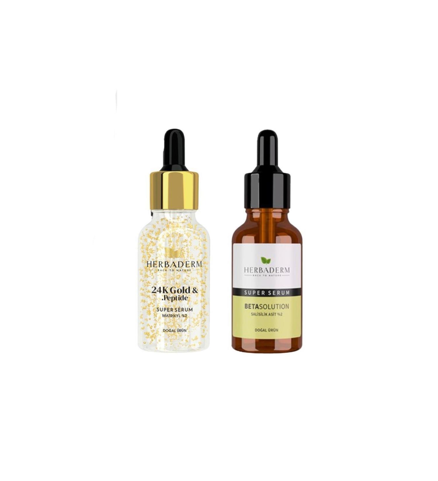 Herbaderm Super Serum 24k Gold & Peptide 30 Ml And Betasolution 30 Ml