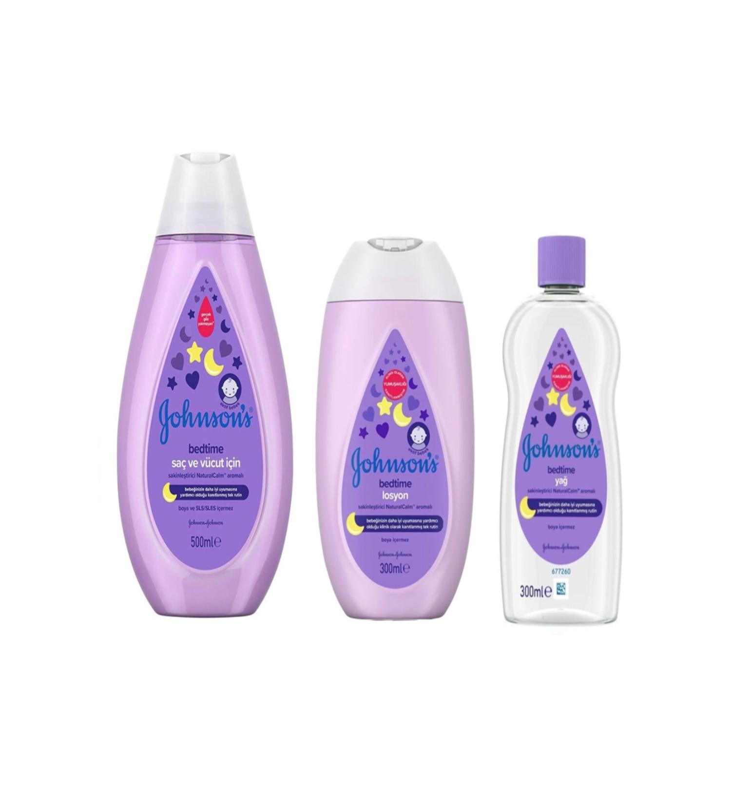Johnson's Bedtime Hair & Body Shampoo 500 Ml + bedtimeoil300ml+ bedtimelotion300 Ml