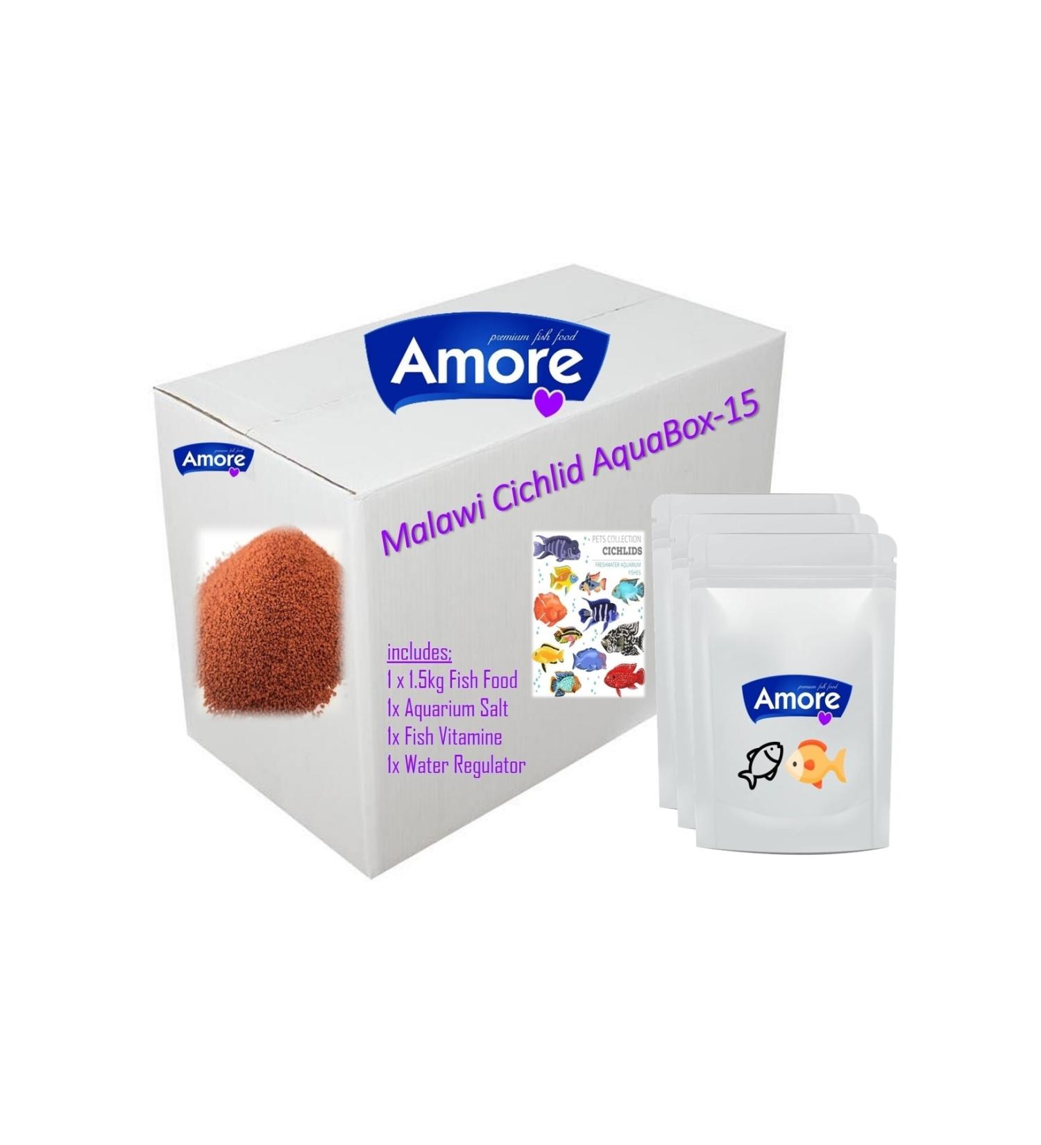 AMORE Cichlid Red Granules Fish Food 1.5kg And Aquarium Care Set Aquabox-15