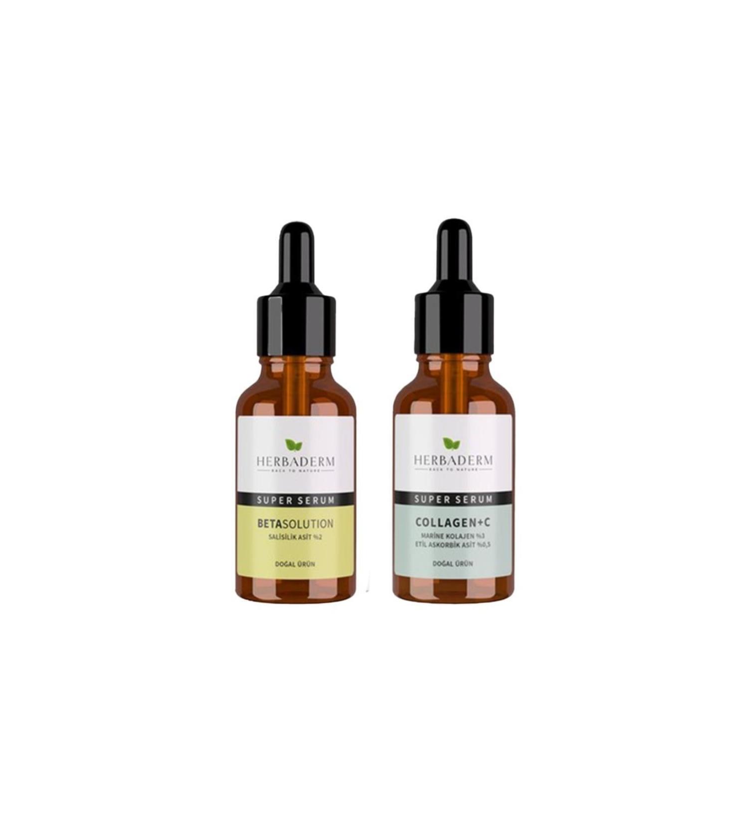 Herbaderm Super Serum Betasolution 30 Ml and Collagen+c 30 Ml