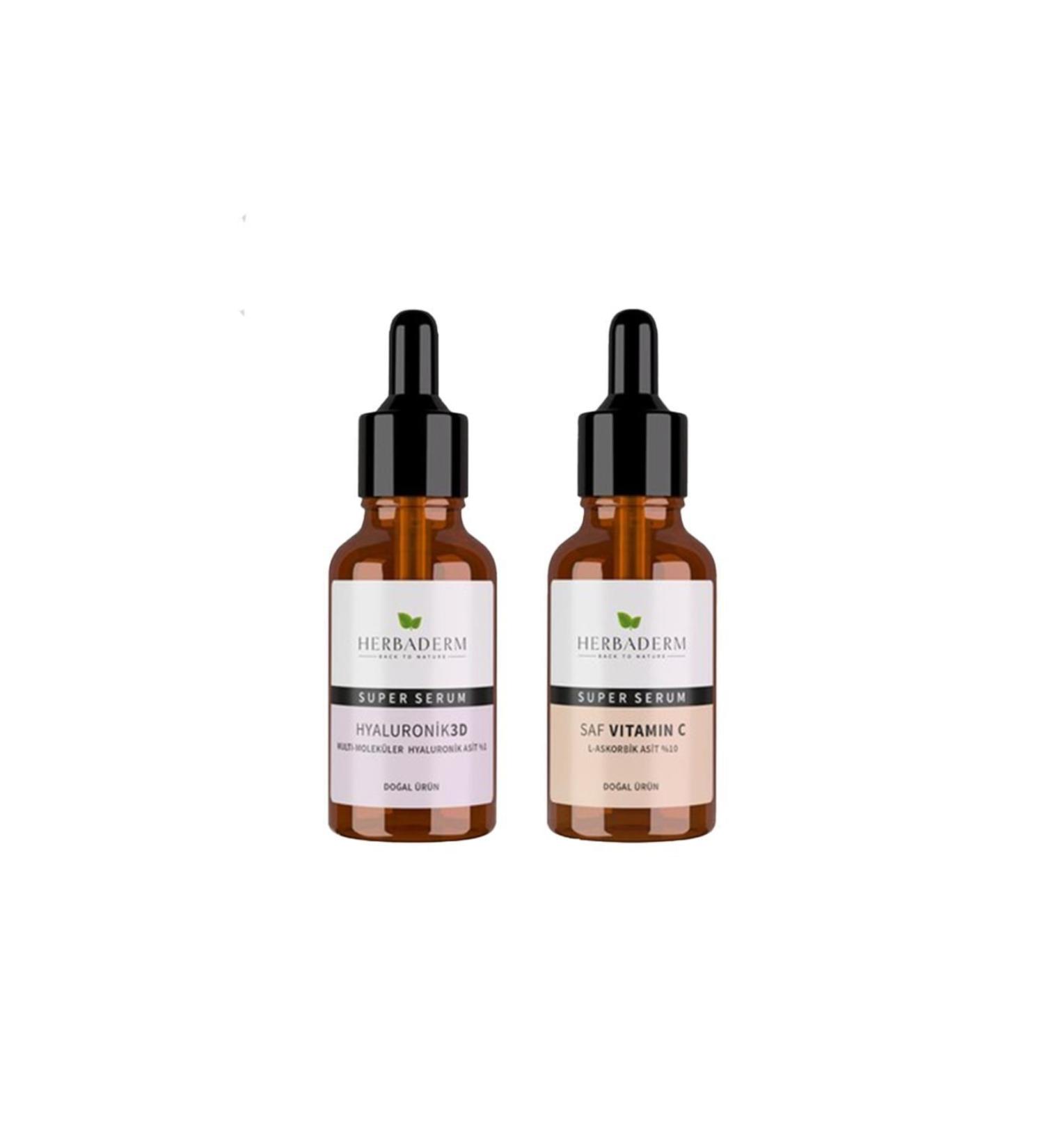 Herbaderm Super Serum Hyaluronic 3d 30 Ml And Pure Vitamin C 30 Ml