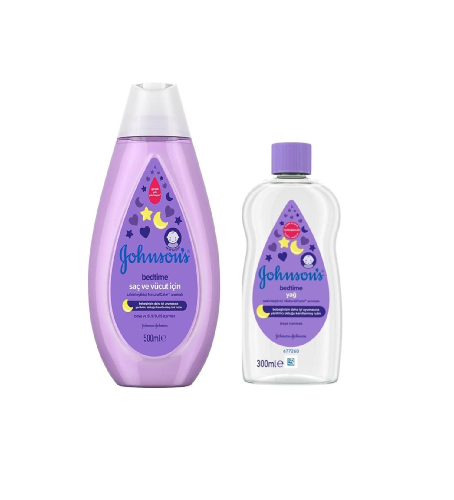 Johnson's Bedtime Oil 300ml + Bedtime Hair & Body Shampoo 500ml
