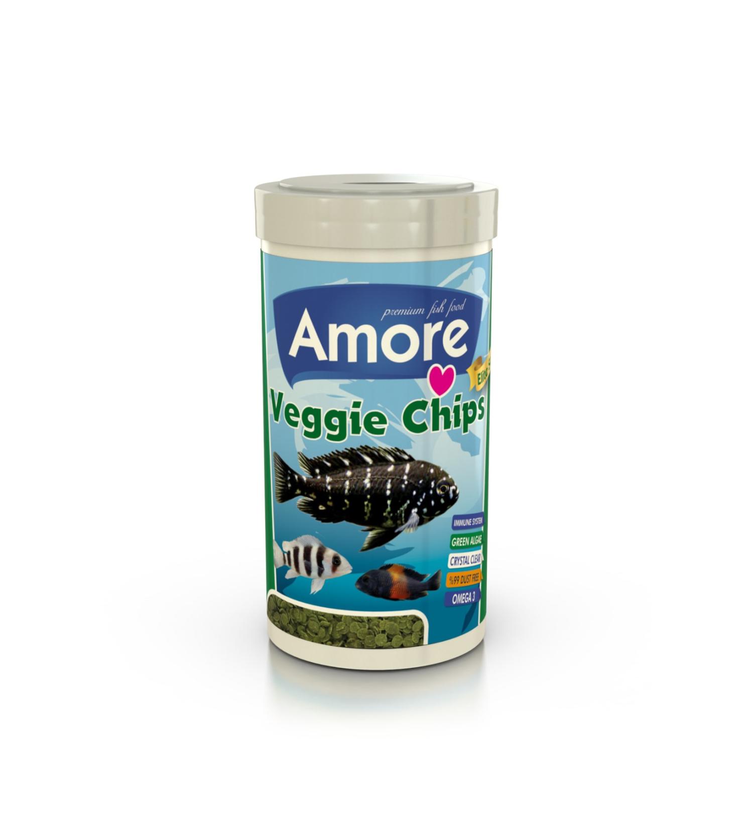 AMORE Veggie Pro Chips 1000ml Green Algae Clear Immune Protect Omega-3 Aquarium Fish Food