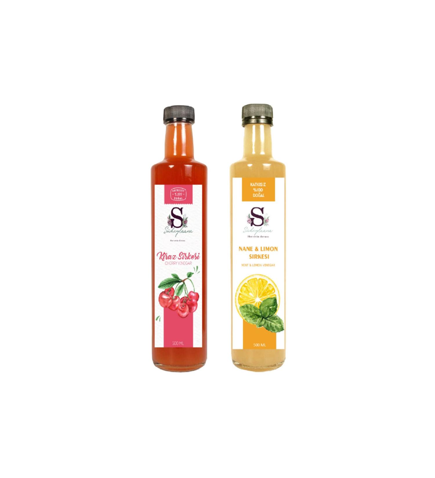 S heylaana Natural Cherry Vinegar 500 Ml - Natural Mint & Lemon Vinegar 500 Ml