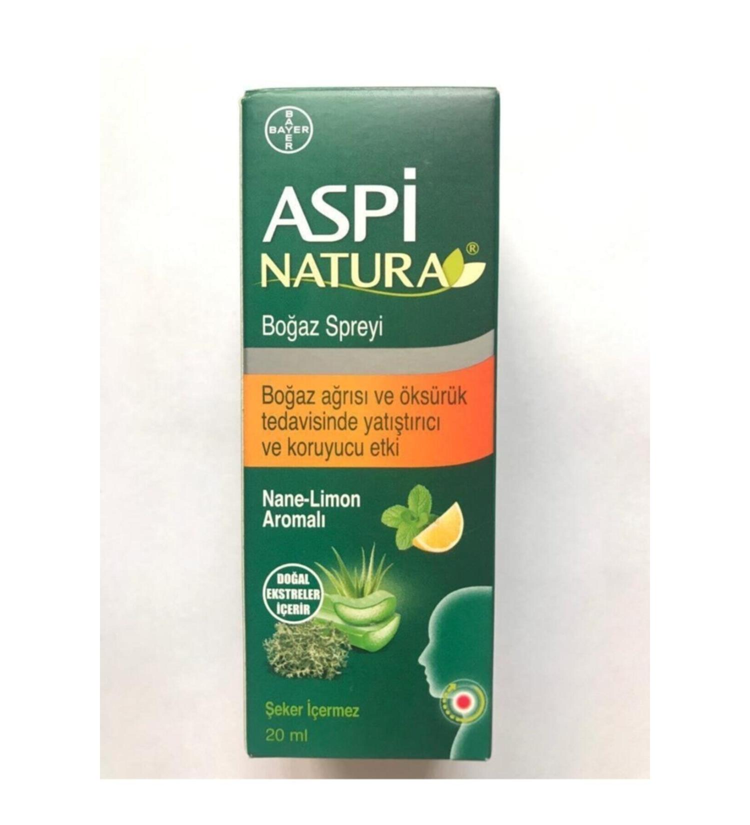 Bayer Aspinatura Mint Lemon Flavored Throat Spray 20 Ml