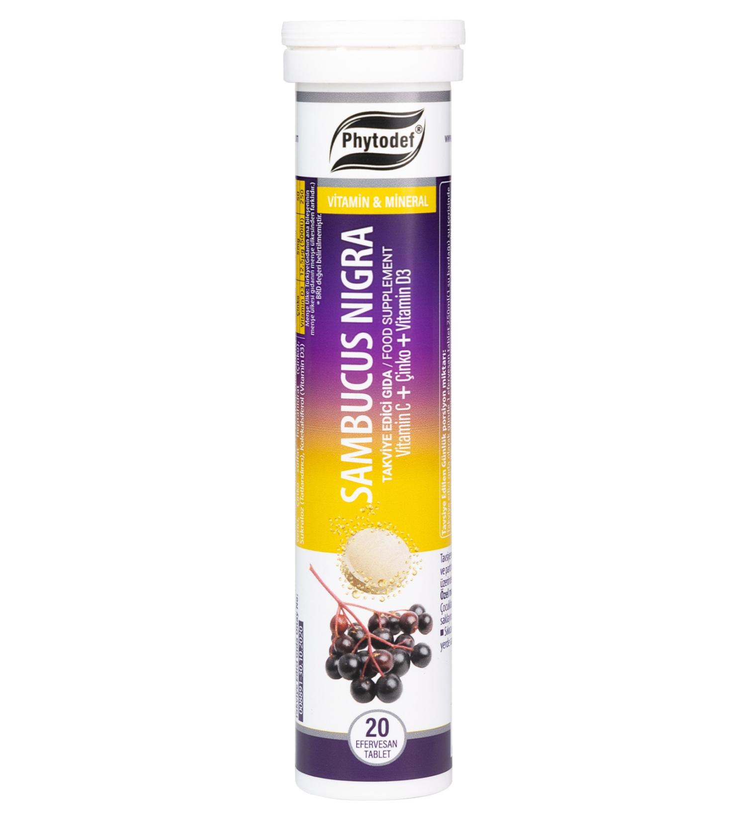 Phytodef Sambucus Nigra Effervescent Tablets - 20 Pieces - Buy Online on GoSupps.com