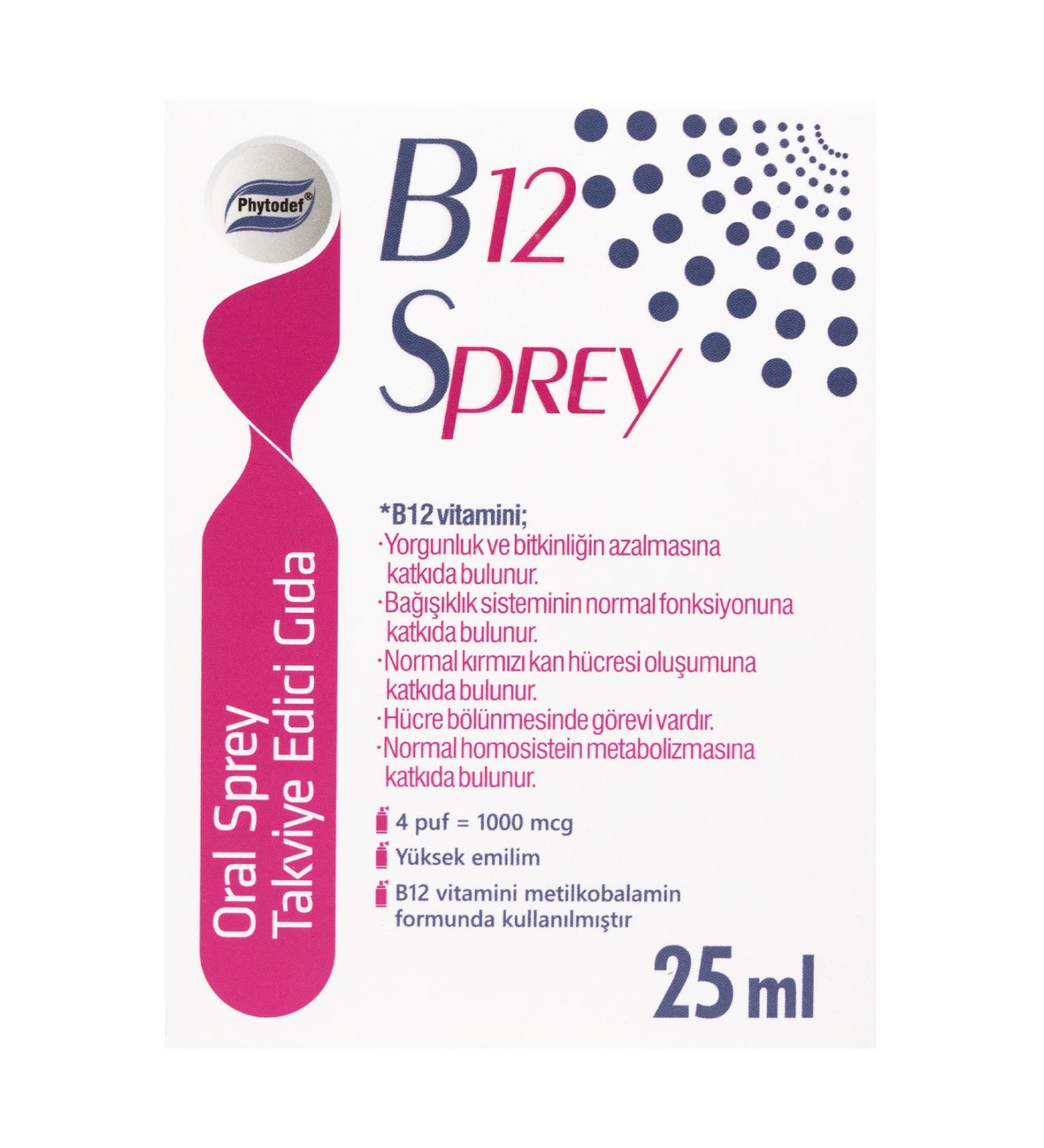 Phytodef Vitamin B12 Spray - 25 ml (Strawberry Flavor) - Buy Online on GoSupps.com