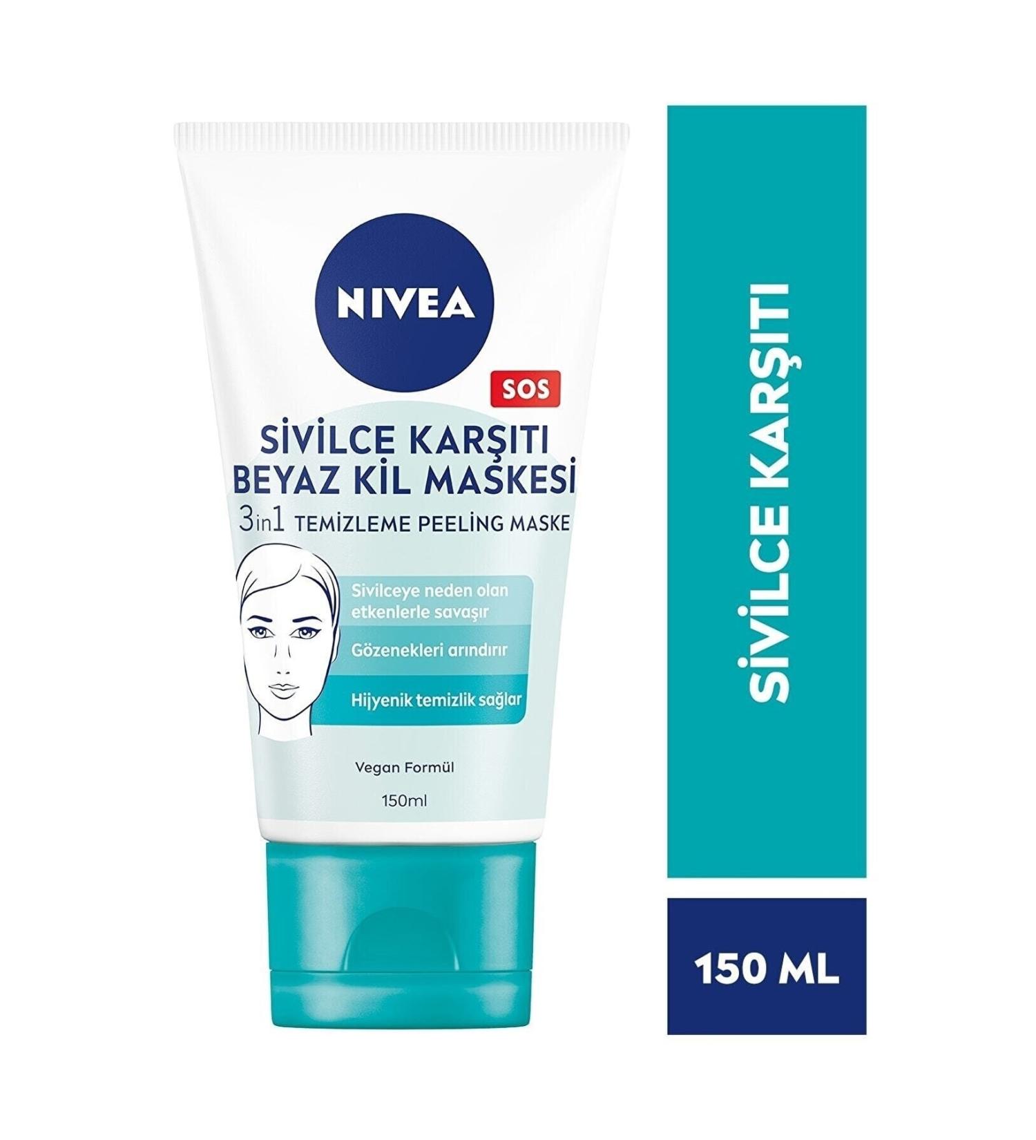 NIVEA Anti-Acne 3 in 1 White Clay Mask 150 Ml - Buy Online on GoSupps.com