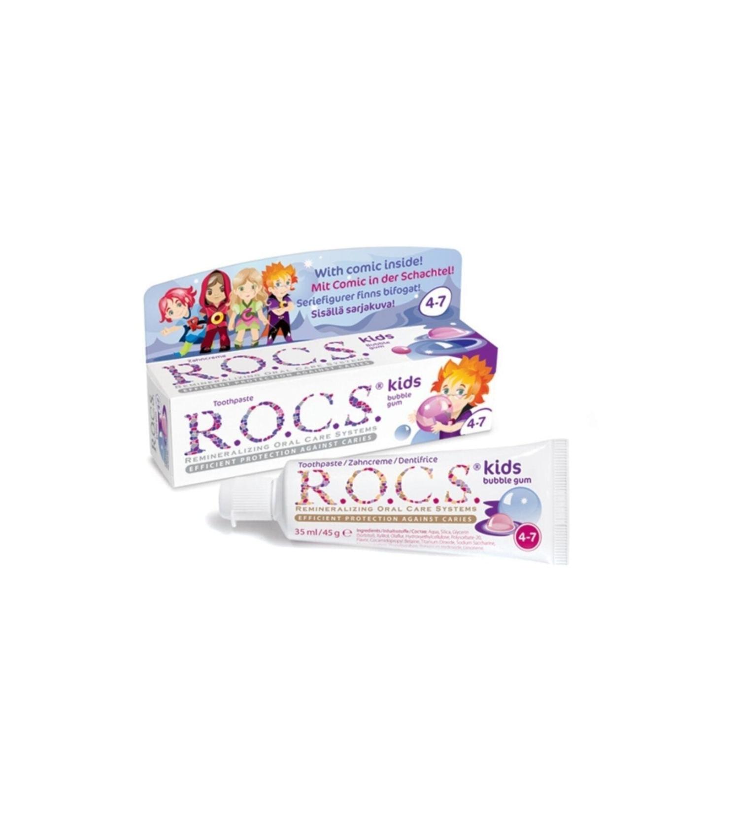 ROCS Rocs Kids 4-7 Years Toothpaste Bubble Gum Flavor 35 Ml