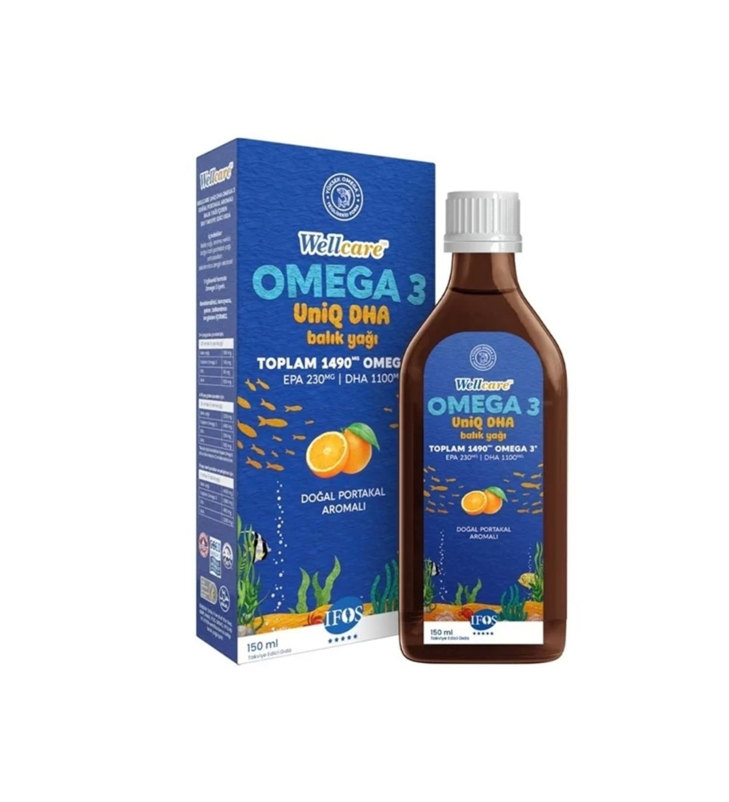 Wellcare Omega 3 Fish Oil Natural Orange Flavored Fish Oil 150 ml