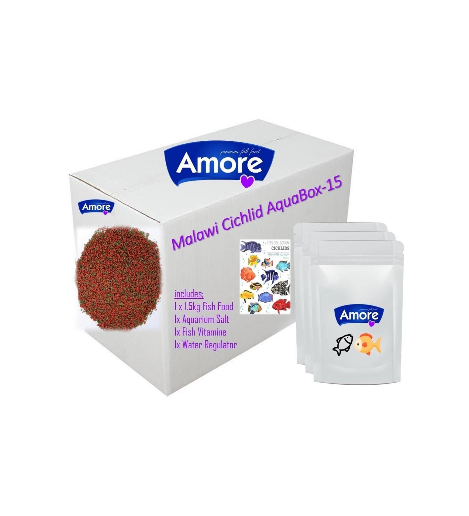 AMORE Cichlid Mix Granules Fish Food 1.5kg And Aquarium Care Set Aquabox-15