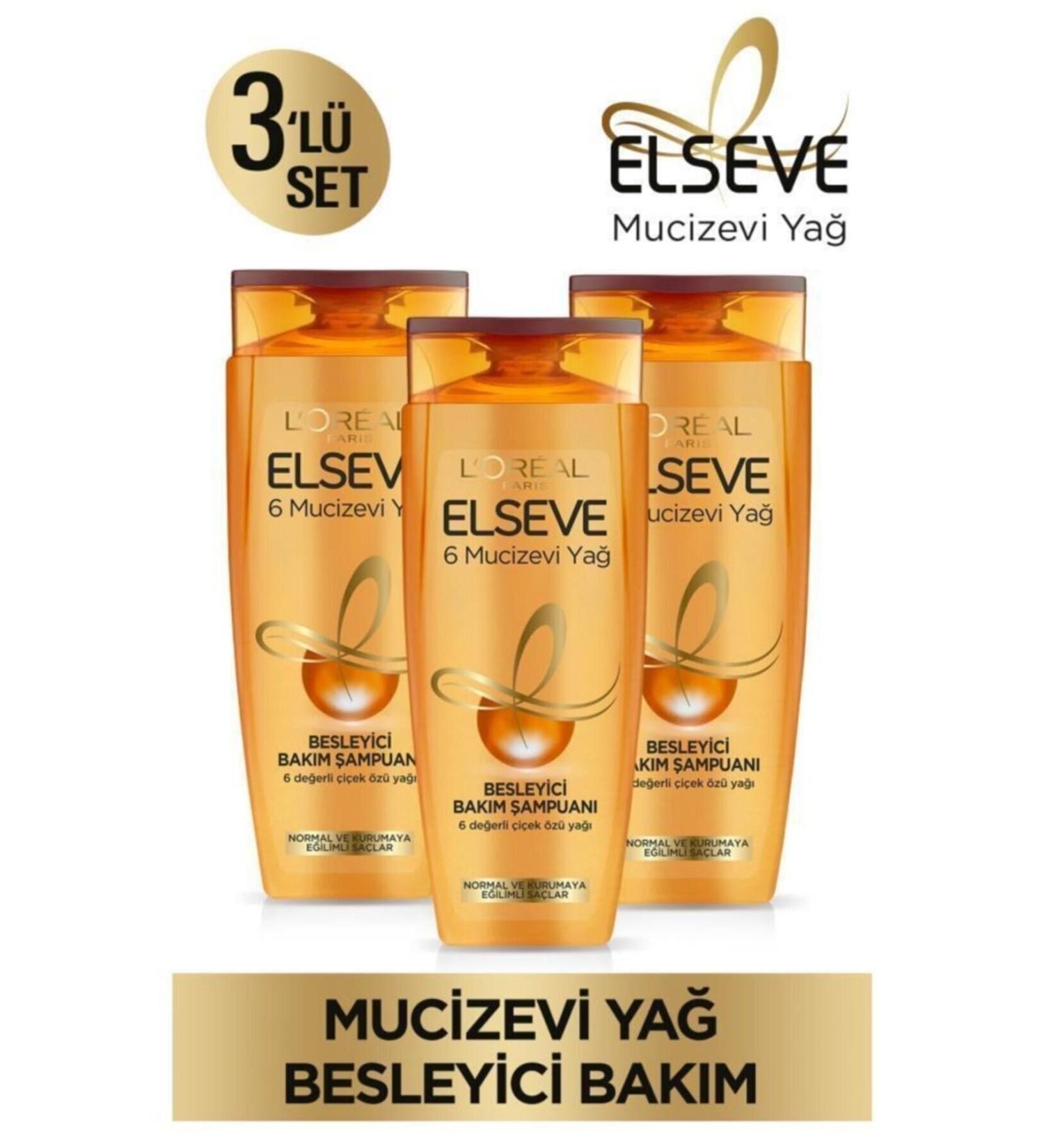 Elseve L'or al Paris 6 Miracle Oil Nourishing Care Shampoo 450 Ml 3 Pieces - Buy Online on GoSupps.com