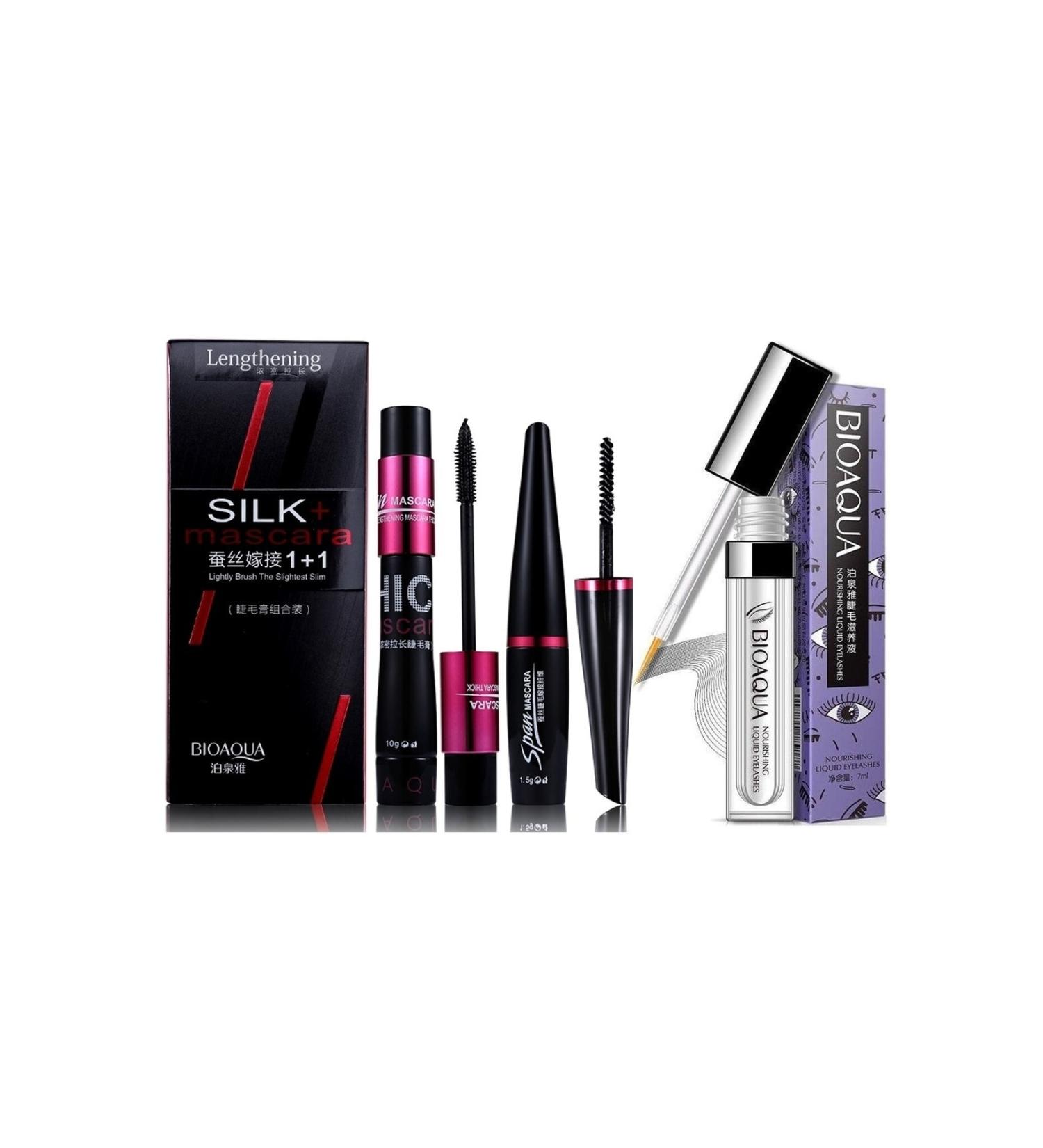 BIOAQUA Silk Lash Mascara Set and Plumping Eyebrow and Lash Serum 3 Pieces - Buy Online on GoSupps.com