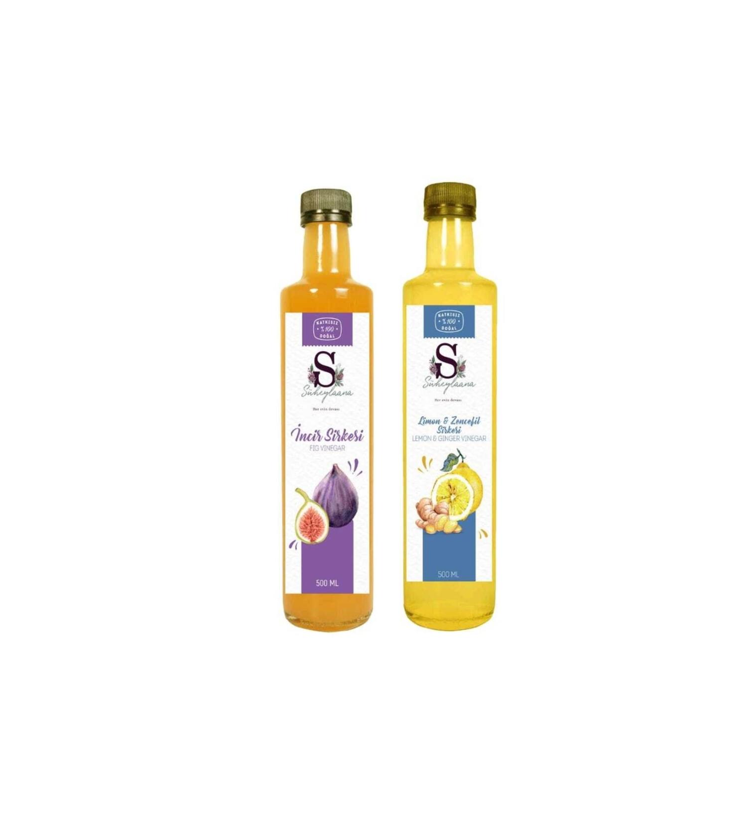 Suheylaana Natural Fig Vinegar 500 Ml And Natural Lemon Ginger Vinegar 500 Ml