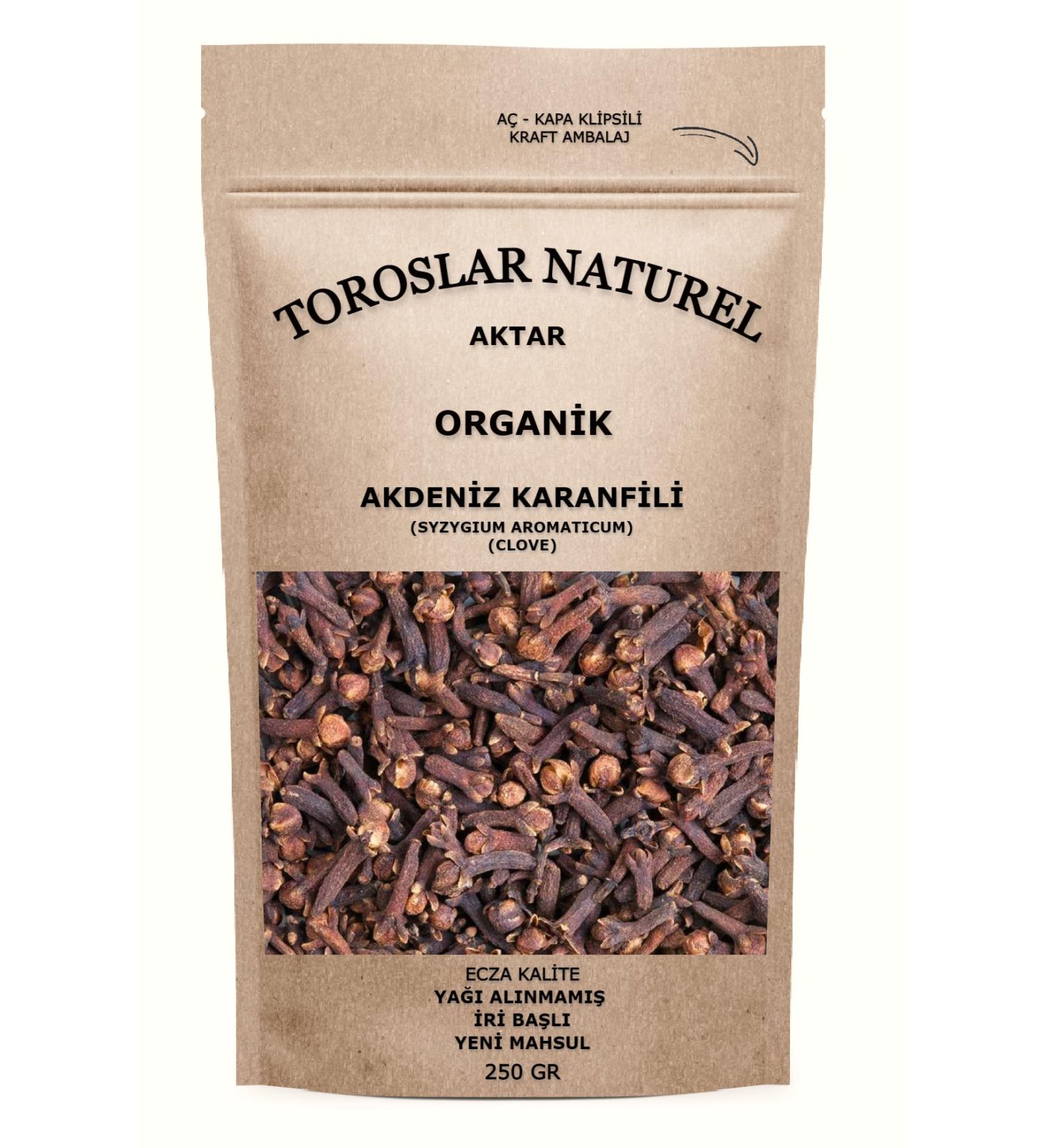 Toroslar Naturel Aktar Organic Clove Mediterranean Clove Large Headed Oil-Free New Crop Pharmacy Quality 250 gr