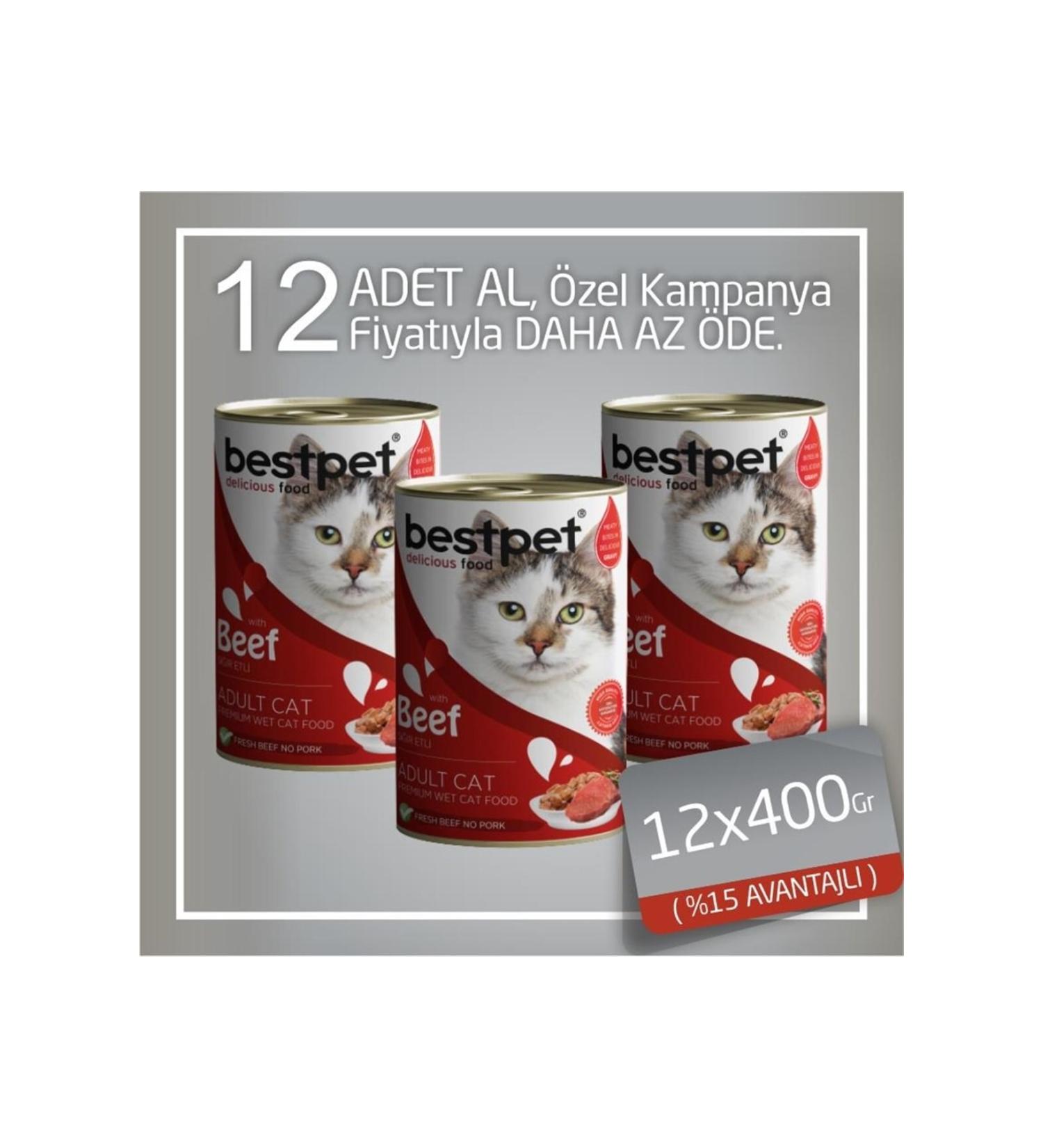 Steak Gravy Adult Cat Canned Food 12x400 Gr