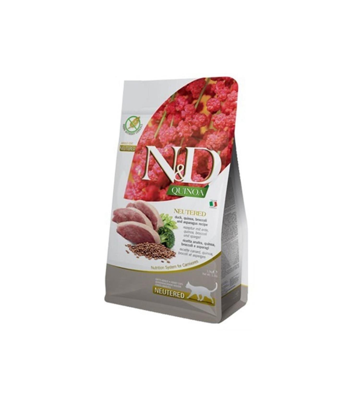 N & D Quinoa Duck and Broccoli Sterilized Cat Food 1.5 Kg