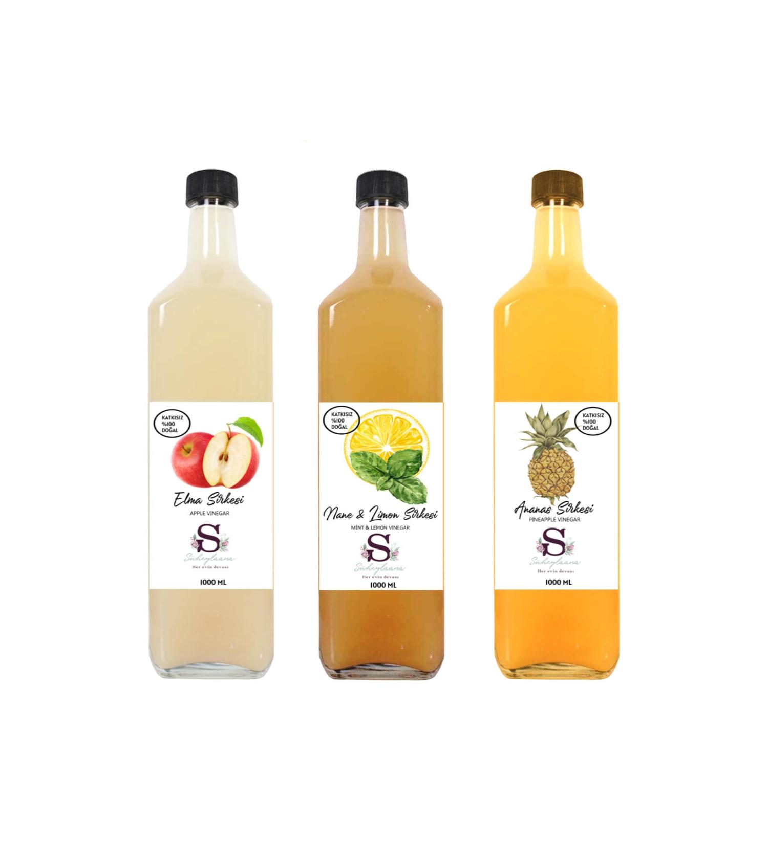 S heylaana Natural Apple Mint & Lemon and Pineapple Vinegar 1000 Ml