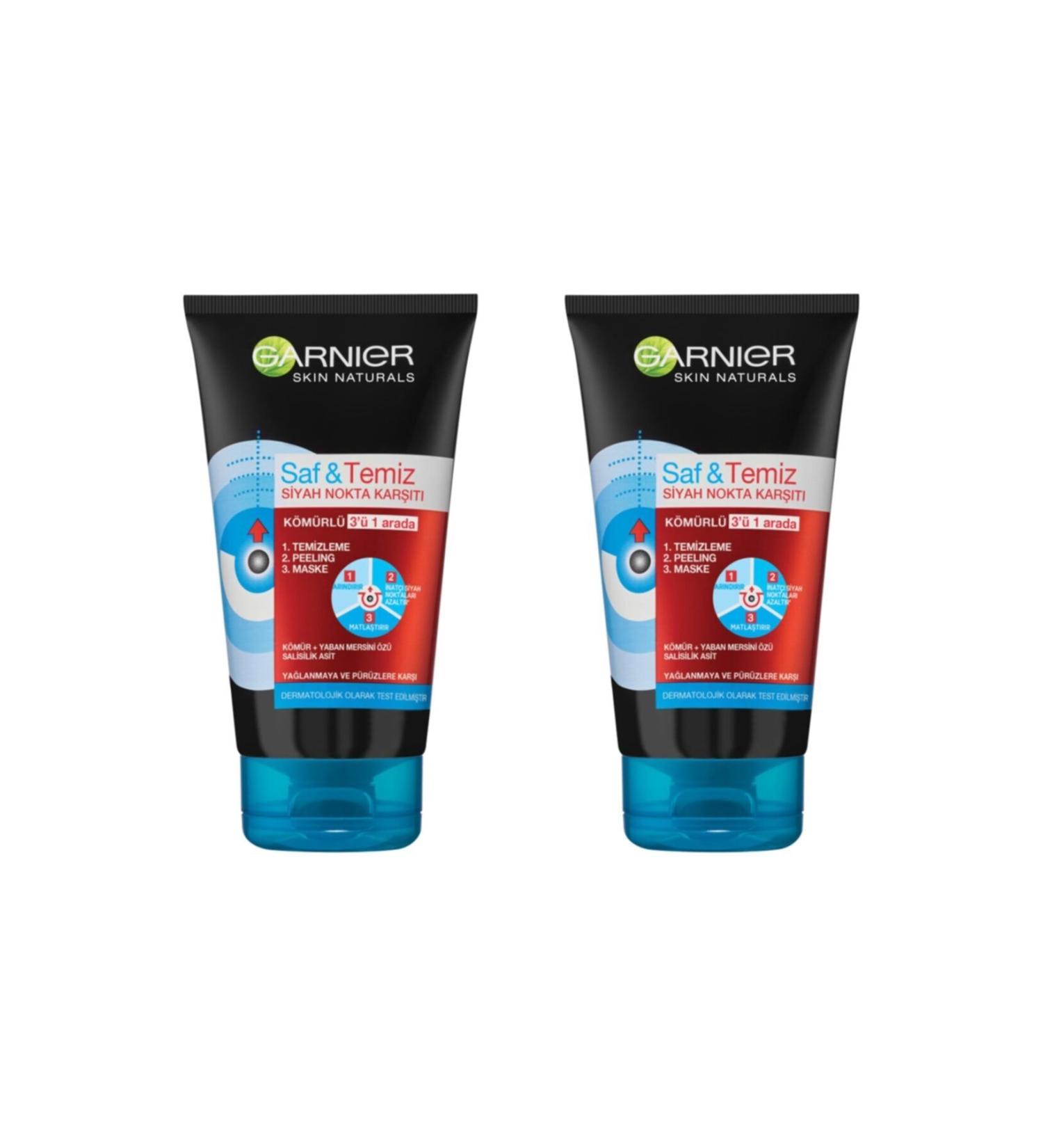 Garnier Pure Clean Anti-Blackhead Charcoal 3in1 x 2pcs - Buy Online on GoSupps.com