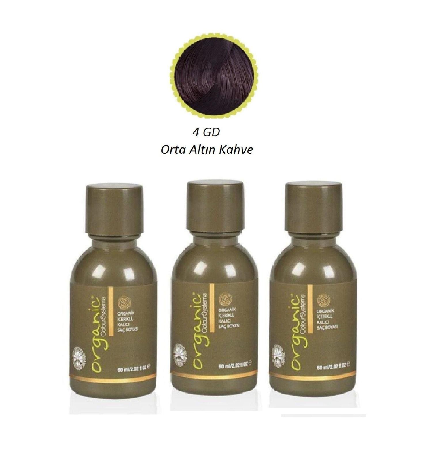 Organic Colour Systems 4gd Medium Golden Brown Hair Dye 60 ml - 3 Pieces