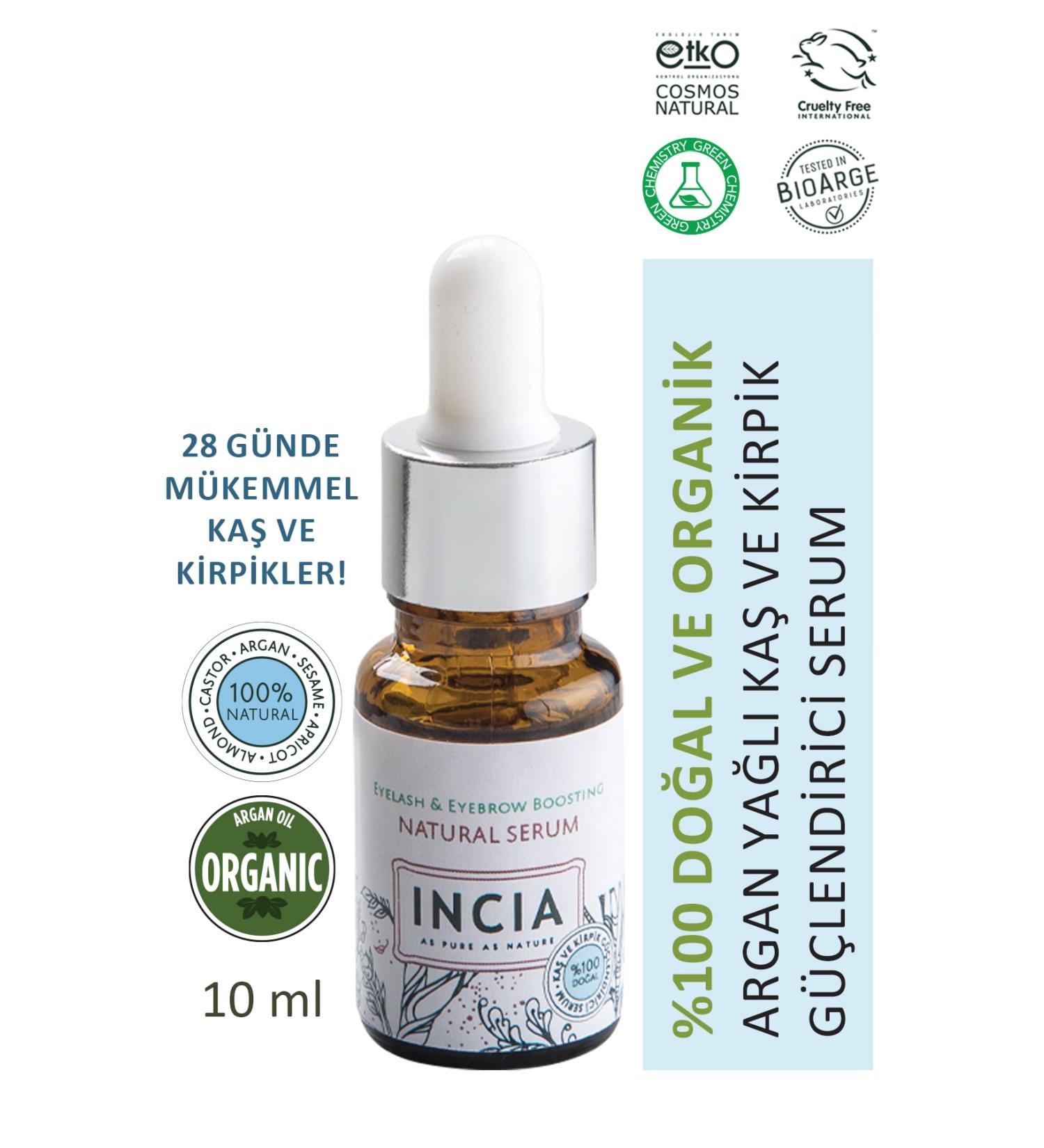 INCIA 0 Natural Eyebrow and Eyelash Strengthening Serum Herbal Thickening Intensive Care Oil Vegan 10 ml