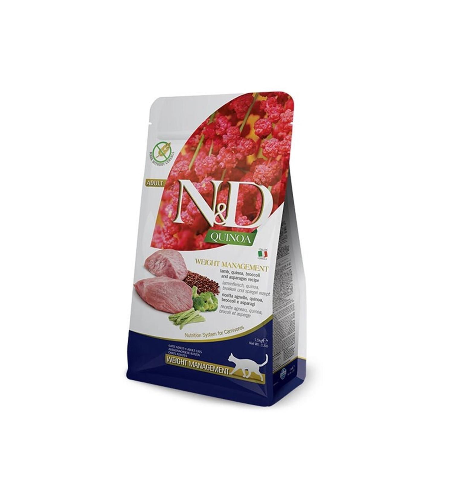 N & D Quinoa Weight Management Lamb Adult Cat Food 1.5 Kg