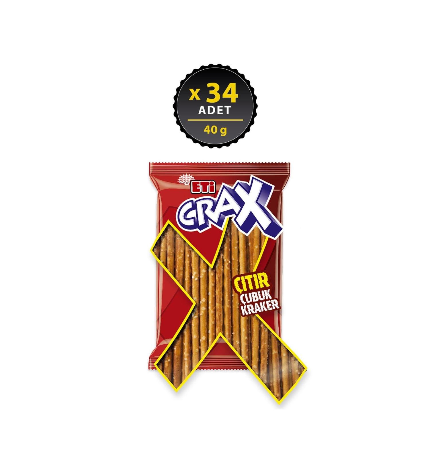Eti Crax Plain Stick Crackers 40 g x 34 Pieces - Buy Online on GoSupps.com