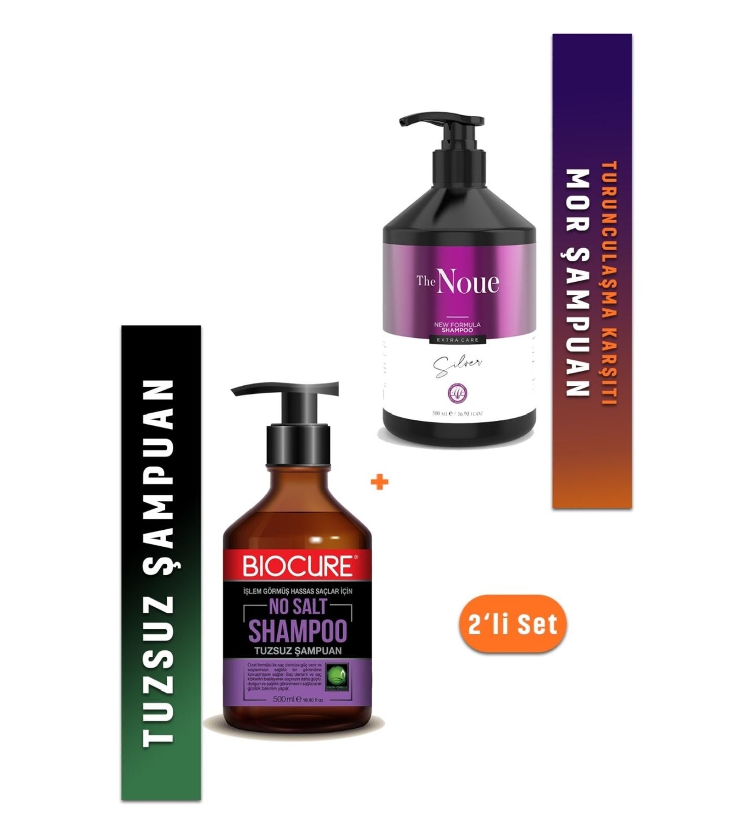 Biocure Anti-Orange Purple Shampoo / Yellow-grey-lightening Blonde Hair 500ml+salt-free Shampoo 500