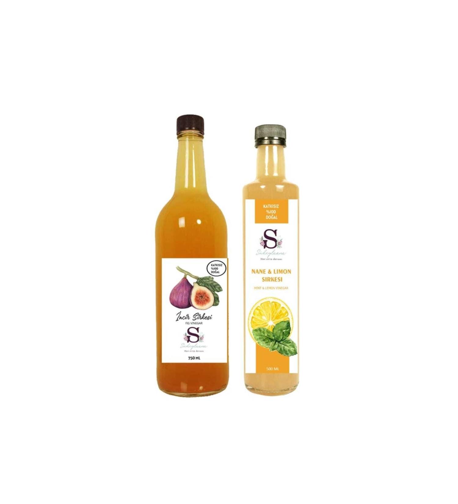 Suheylaana Natural Fig Vinegar 750 ml and Natural Mint Lemon Vinegar 500 ml