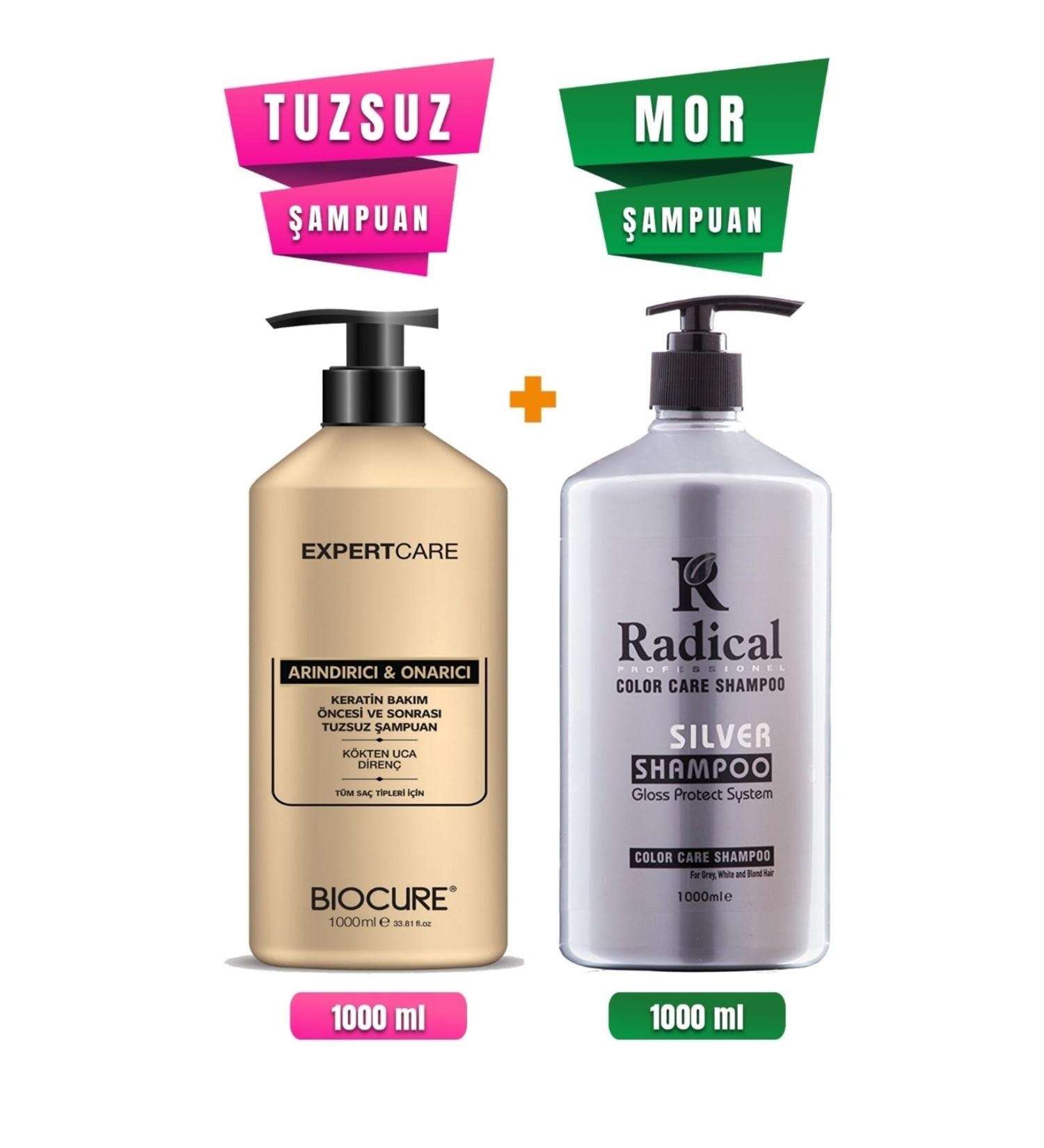 Radical Color Care Anti-Reflection and Anti-Orange Silver Purple Shampoo 1000ml+purifying Salt-Free Shampoo