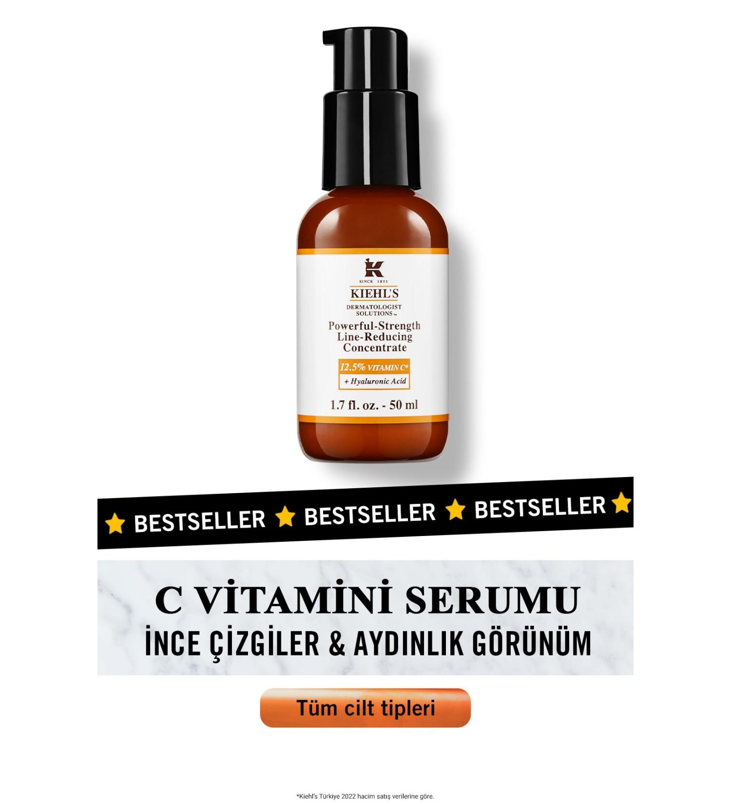 Kiehl's Powerful-Strength Anti-Wrinkle Serum - With Vitamin C and Hyaluronic Acid 50 ml - Buy Online on GoSupps.com