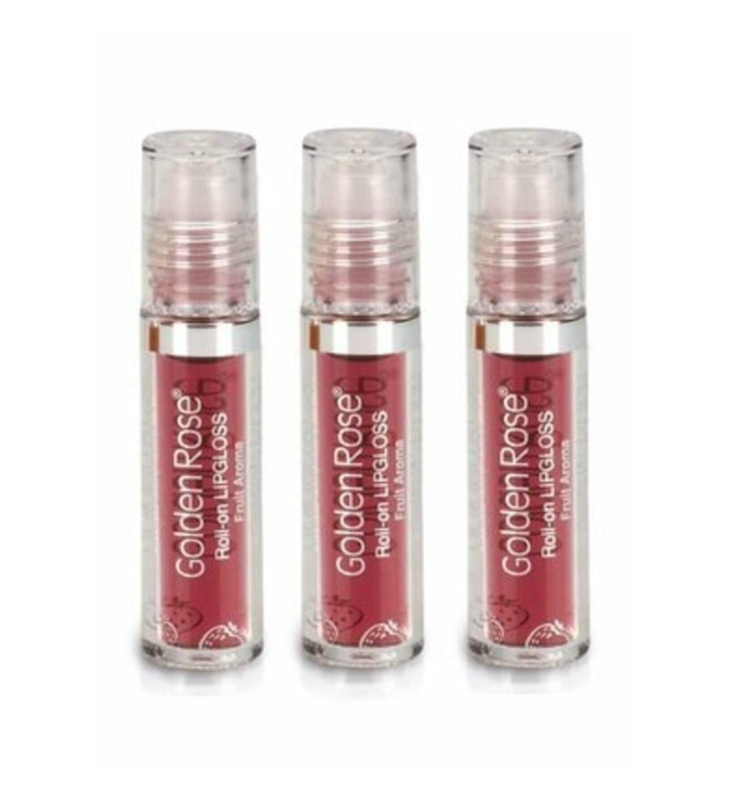 Golden Rose Fruit Lip Gloss - Roll On Lipgloss Strawberry (3 Pieces)