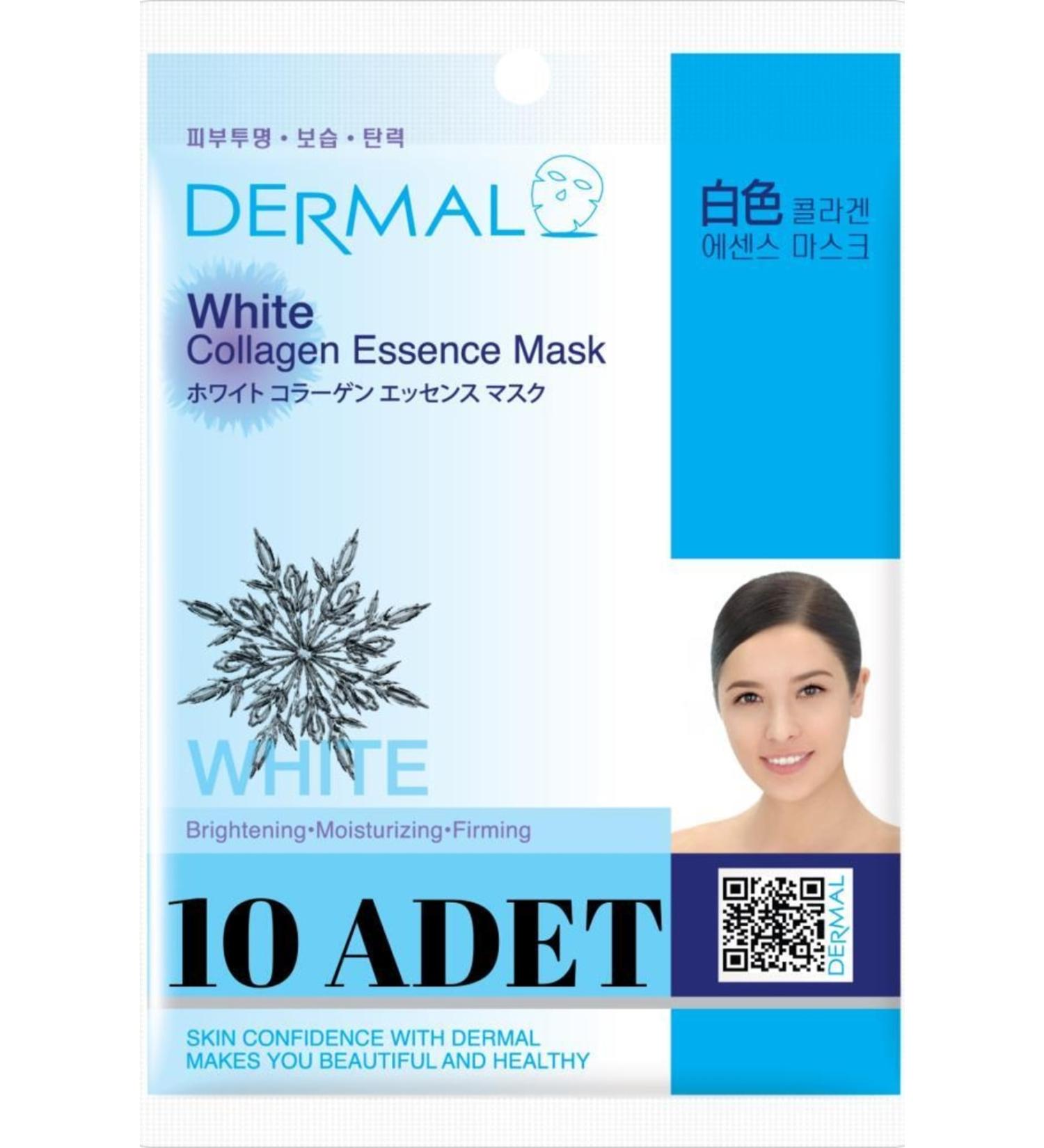 Dermal Brightening Moisturizing Firming White Collagen Mask X10 Pieces