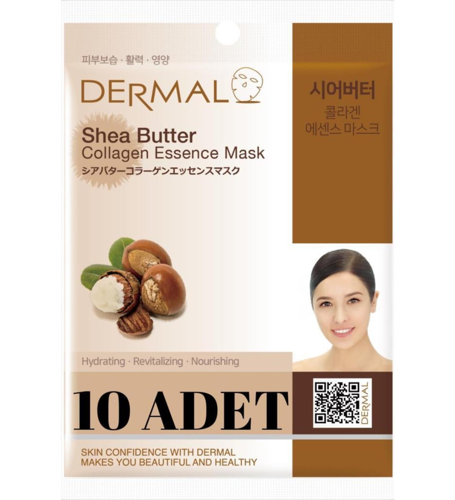 Dermal 10 Pieces Shea Butter Essence Face Mask I Moisturizing Revitalizing Nourishing