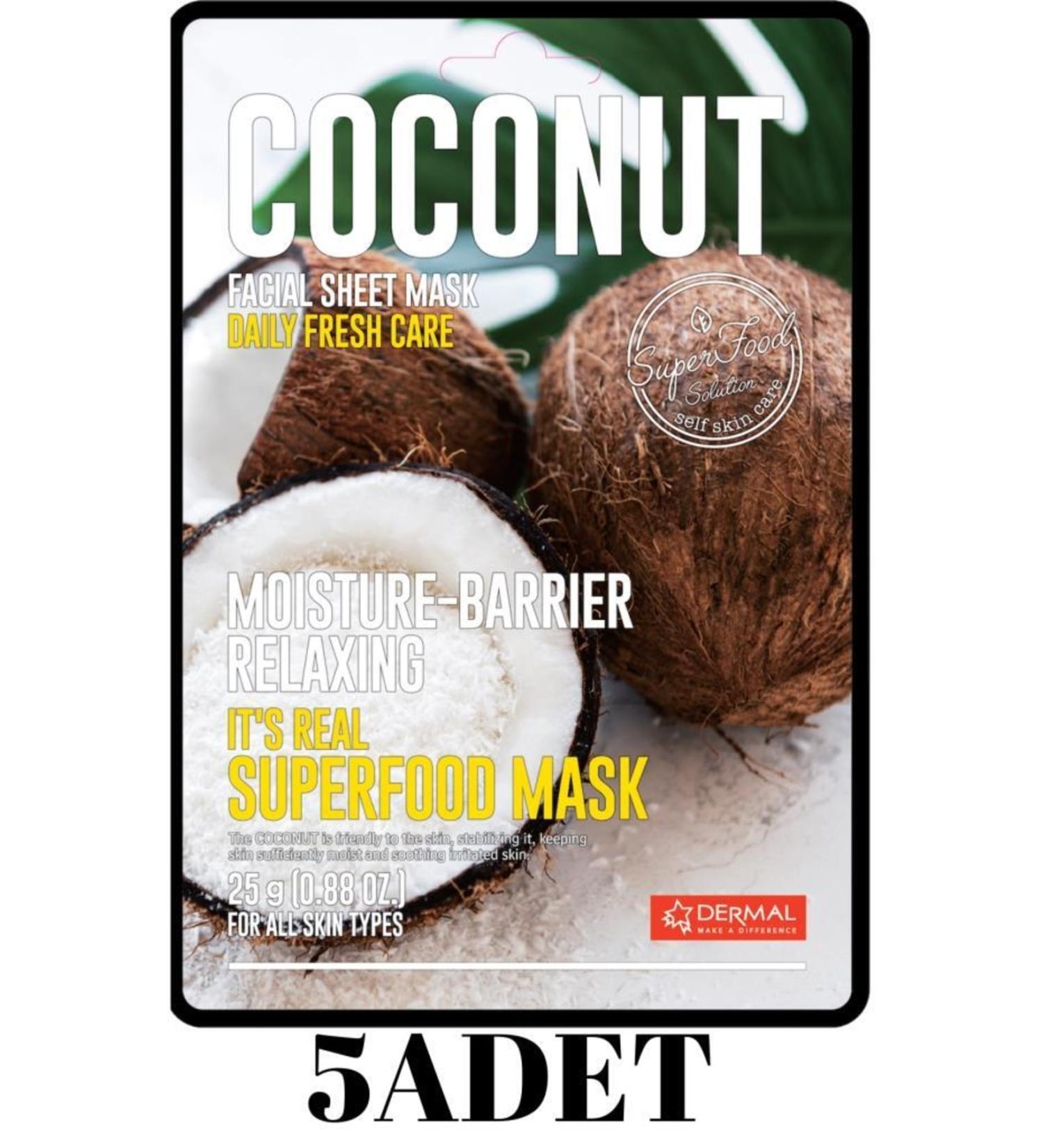 Dermal 5 Piece Coconut Face Mask I Relaxing and Barrier Strengthening