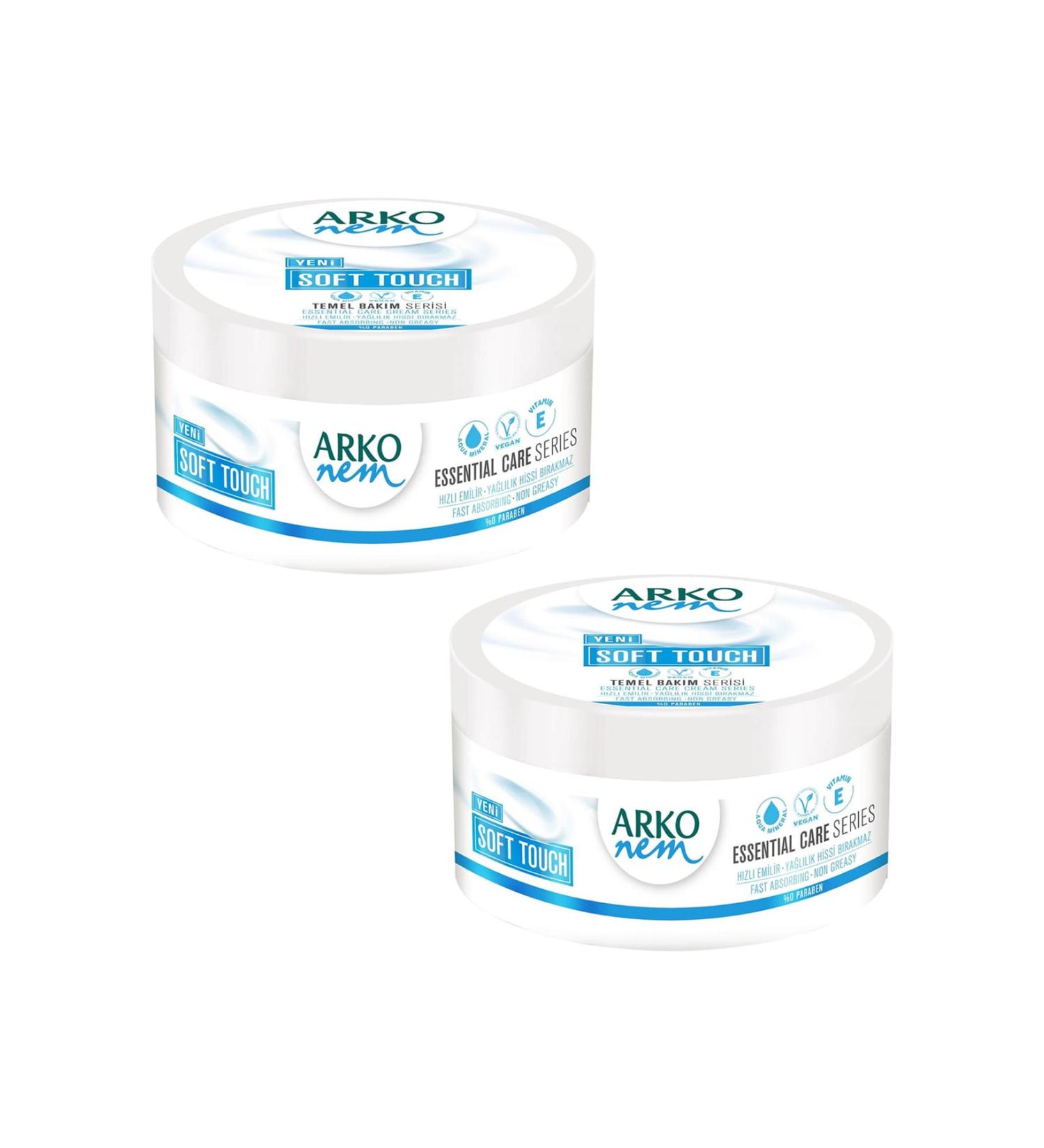 Arko Nem Soft Touch Moisturizing Hand Face and Body Cream 250 Ml 2 Pieces