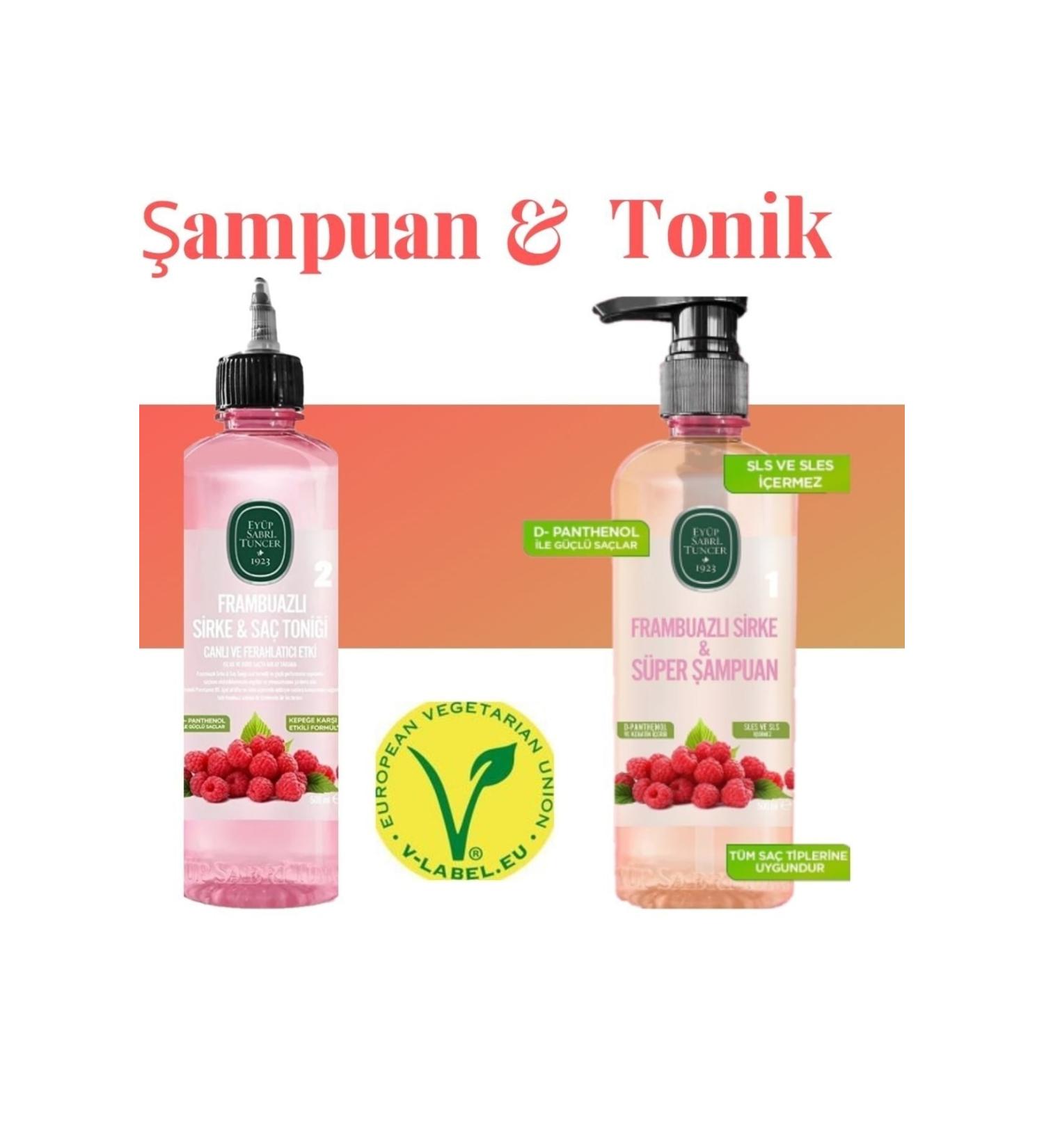 Ey p Sabri Tuncer Raspberry Vinegar Super Shampoo+ 500 ml+y p Sabri Tuncer Raspberry Vinegar Hair Tonic 500 ml