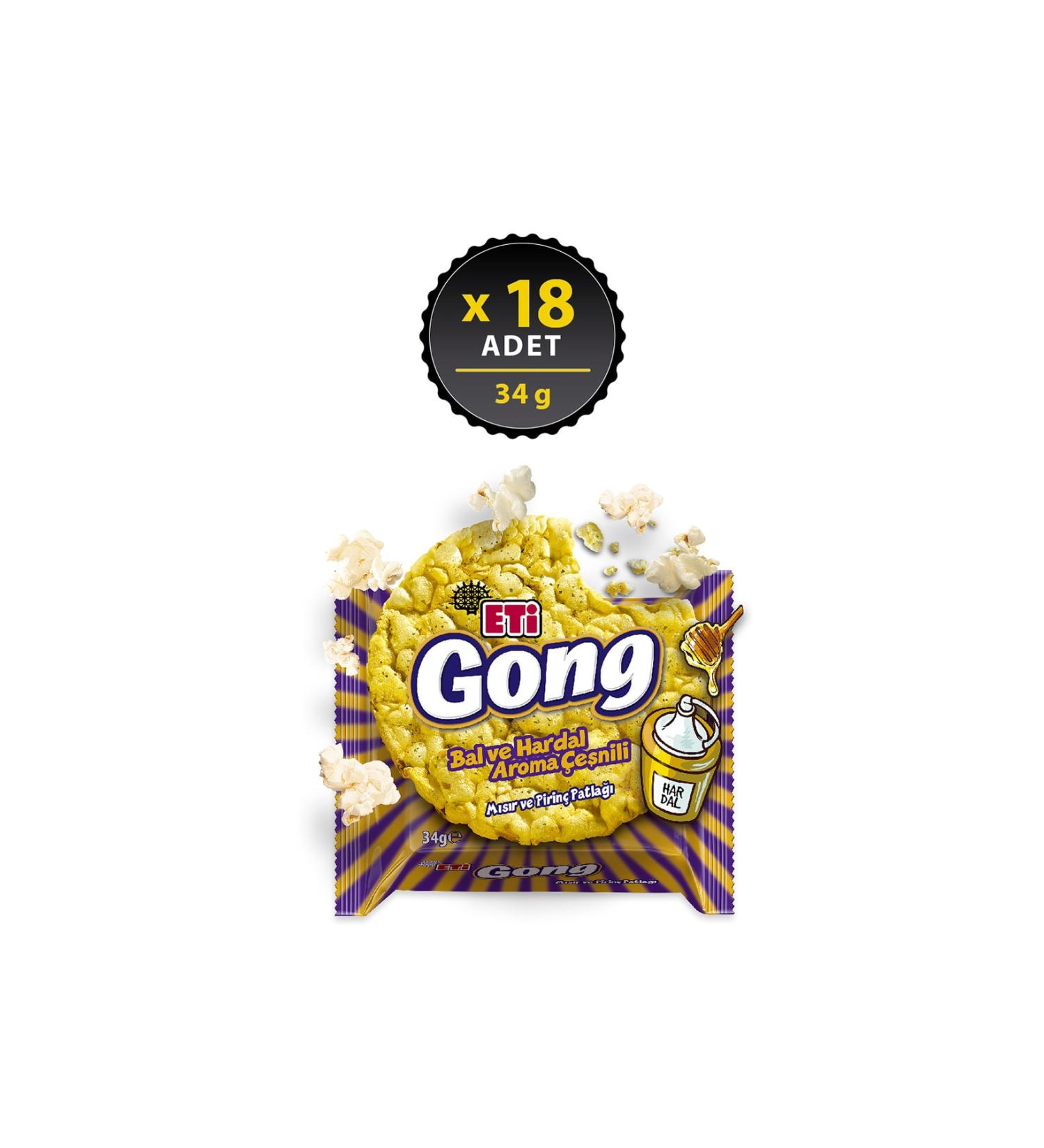 Eti Gong Honey and Mustard Flavored Corn and Rice Crisps 34 g x 18 Pieces - Buy Online on GoSupps.com