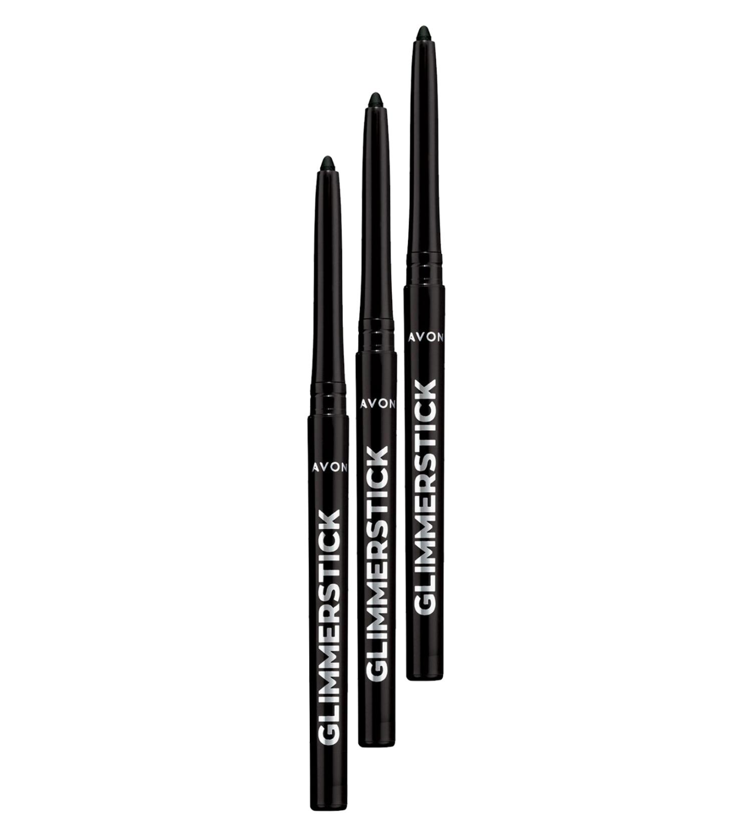 Avon Glimmersticks Retractable Eyeliner Blackest Black Trio Set