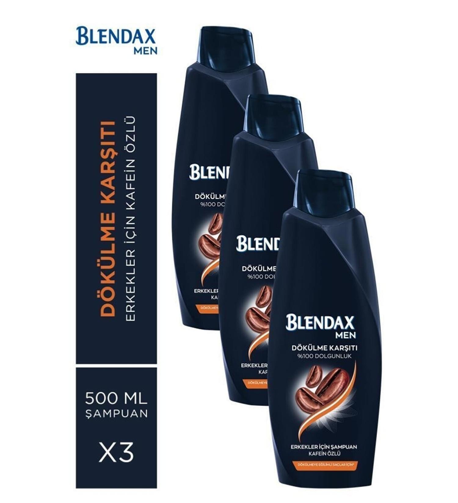 Blendax Men's Anti-Hair Loss Caffeine Essence Shampoo 500 Ml X 3 Pieces