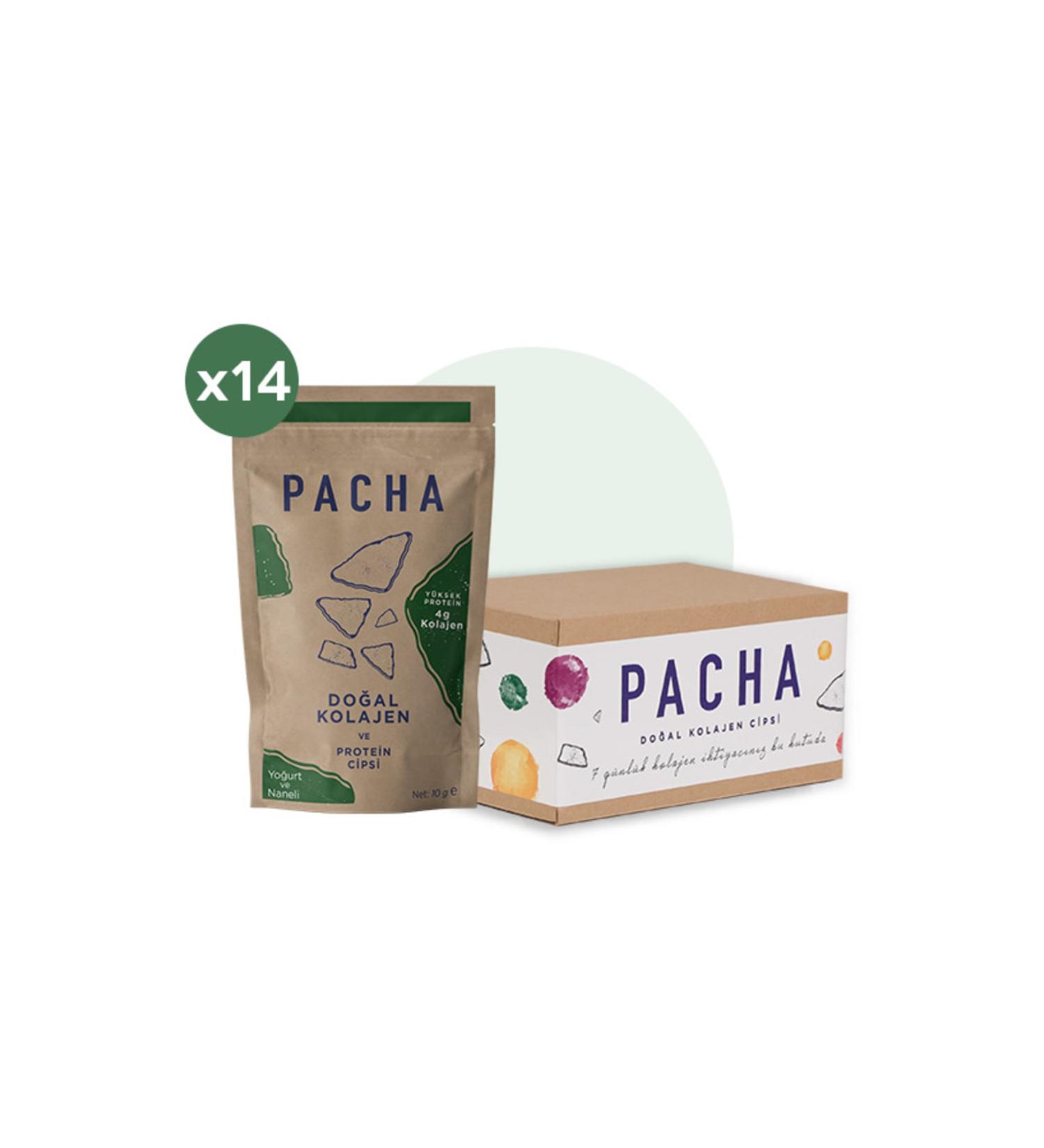 PACHA Natural Collagen and Protein Chips | Yogurt and Mint | Pack of 14