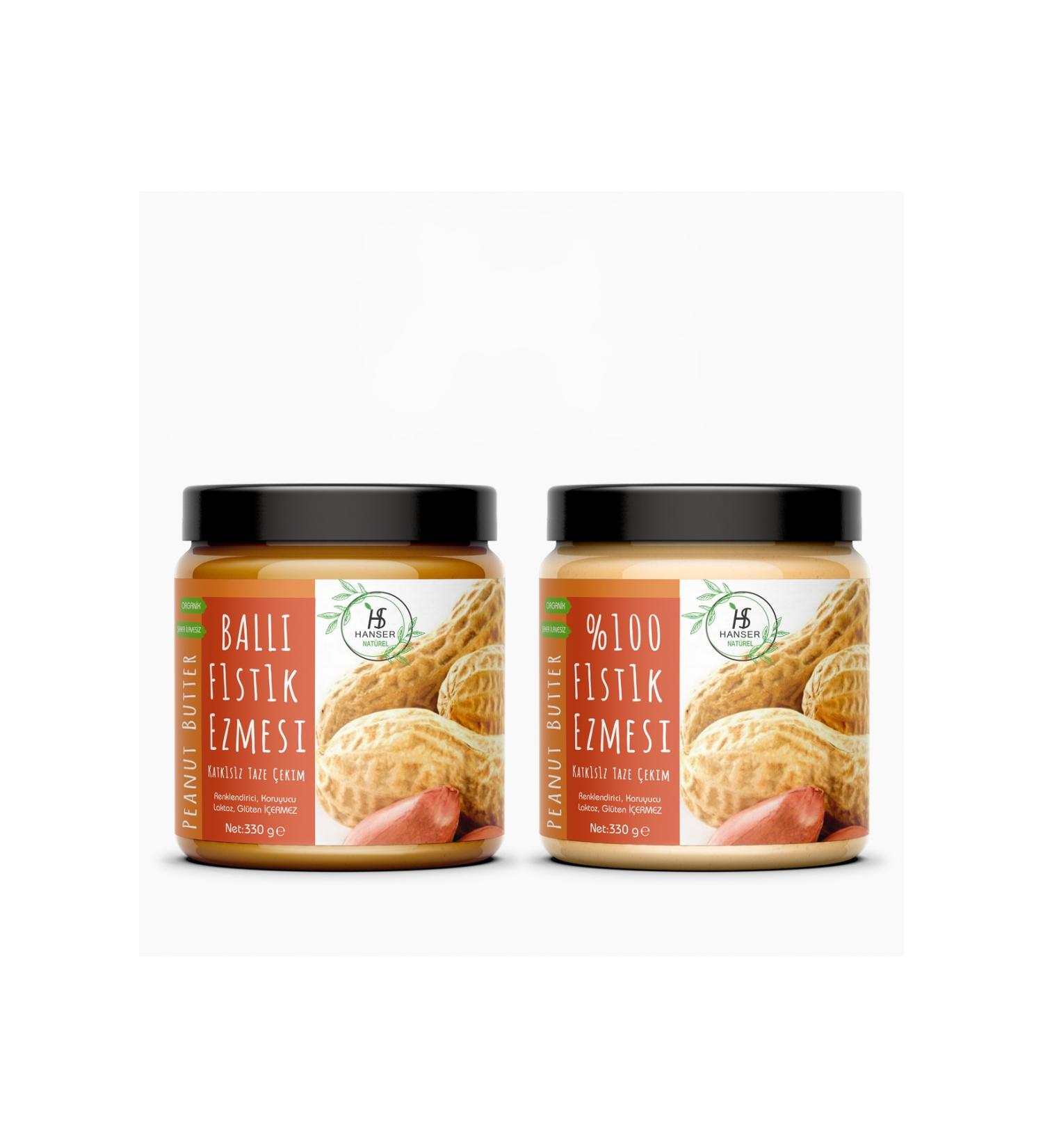 Hanser Natural Raw Honey and 0 Peanut Butter 2 Pack