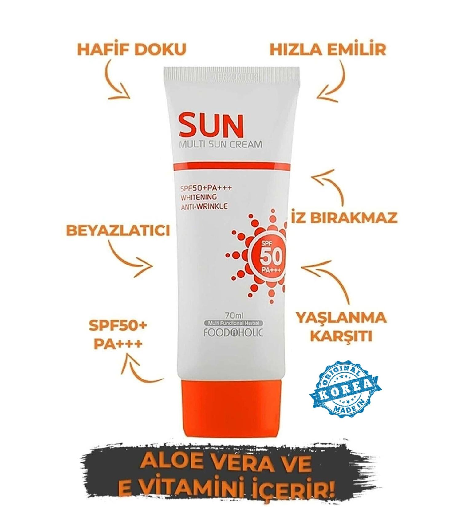FOODAHOLIC Multi Sun 70ml Adenosine Containing Non-Sticky Anti-Stain Spf50 Pa+++ Uva/uvb Sunscreen - Buy Online on GoSupps.com