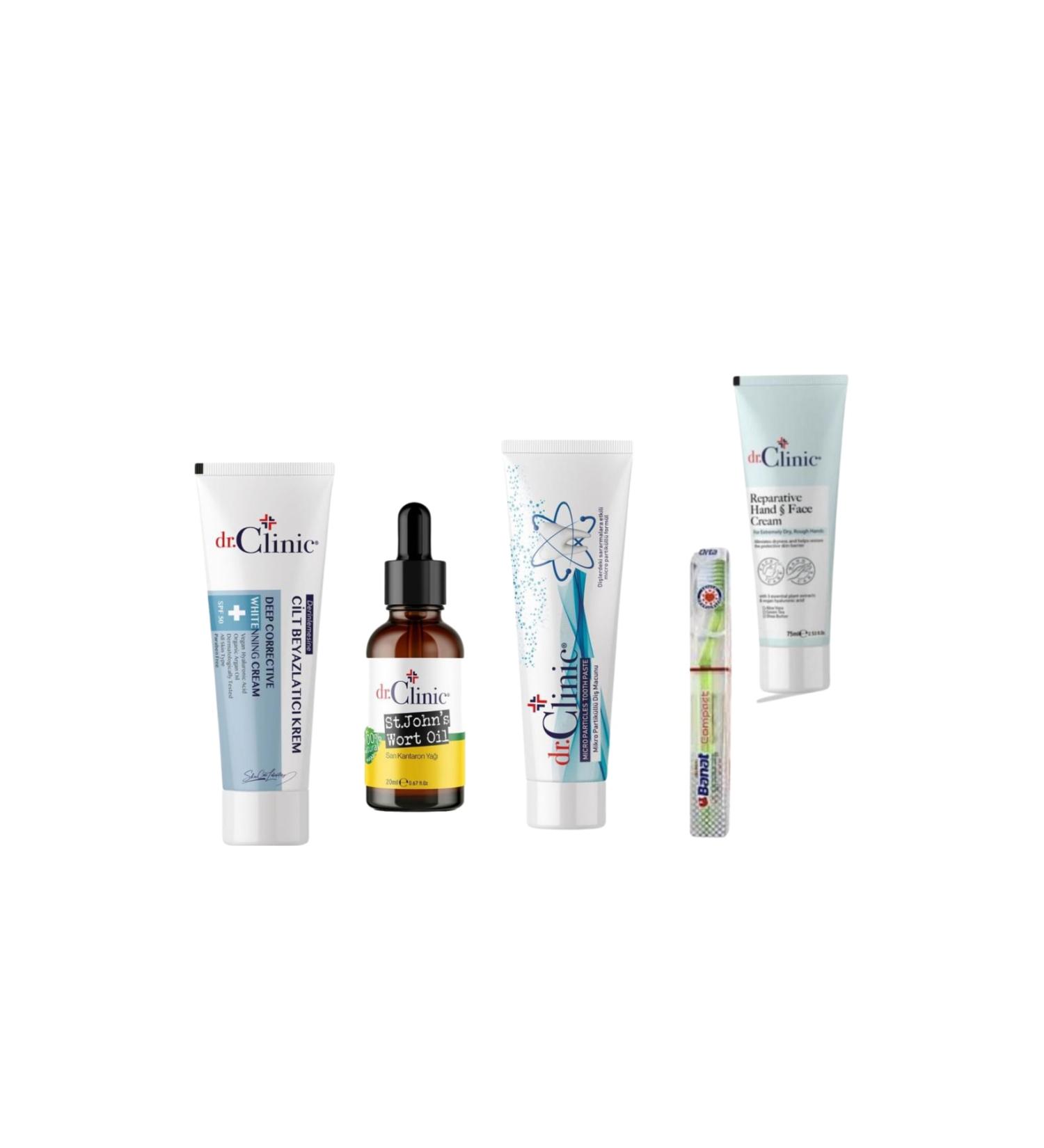Dr. Clinic Dr.clinic Skin Whitening Cream + St. John's Wort Oil + Toothpaste + Moisturizer + Gifts